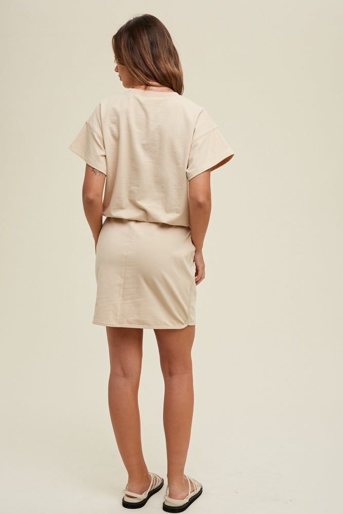 Almond French Terry Knit Mini Dress sold by Pinkblush product image thumbnail 4