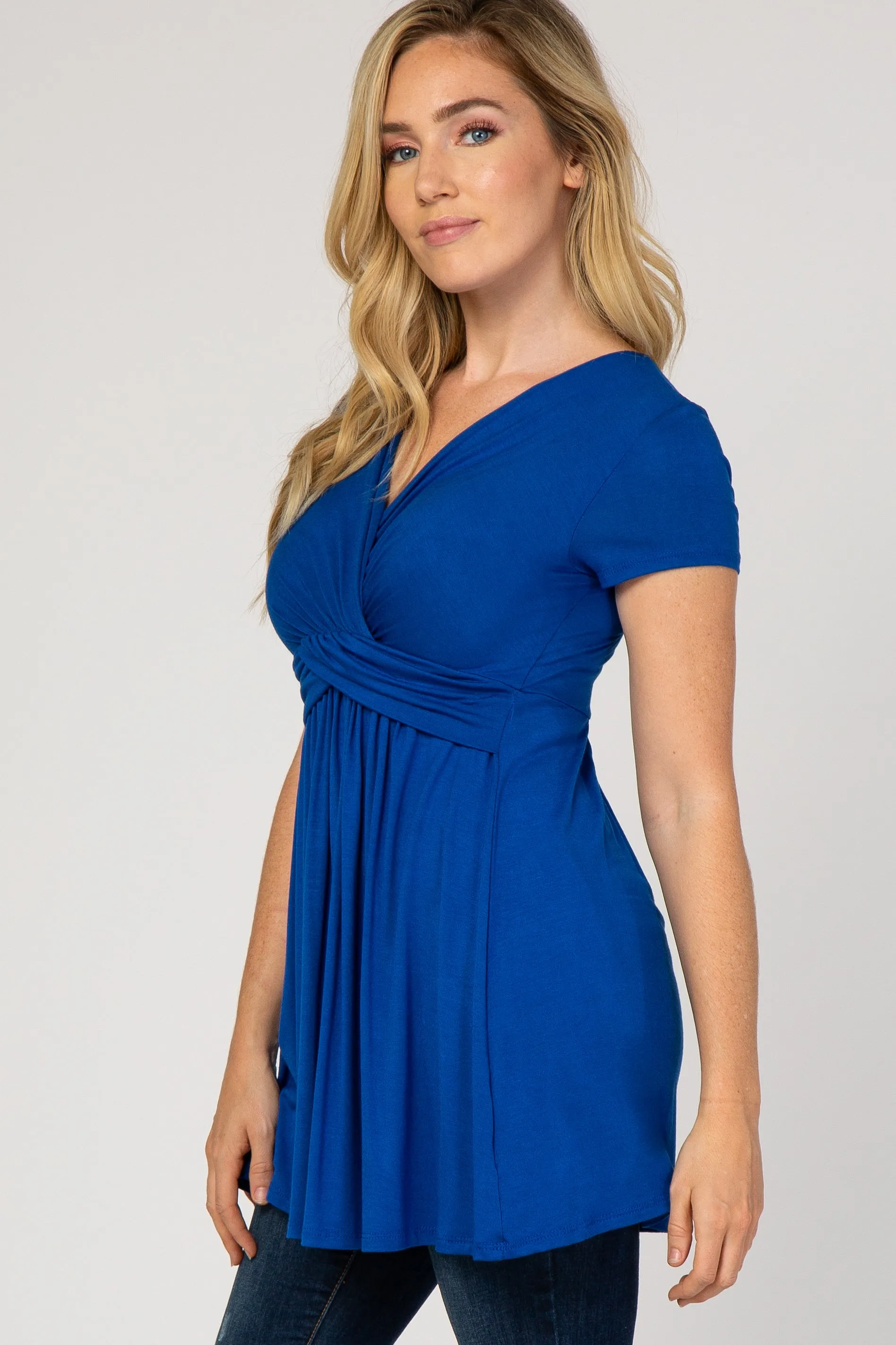 PinkBlush Royal Blue Draped Front Nursing Top sold by Pinkblush product image thumbnail 2