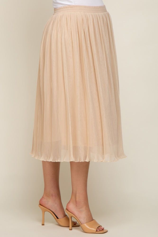 Beige Pleated Maternity Midi Skirt sold by Pinkblush product image thumbnail 3