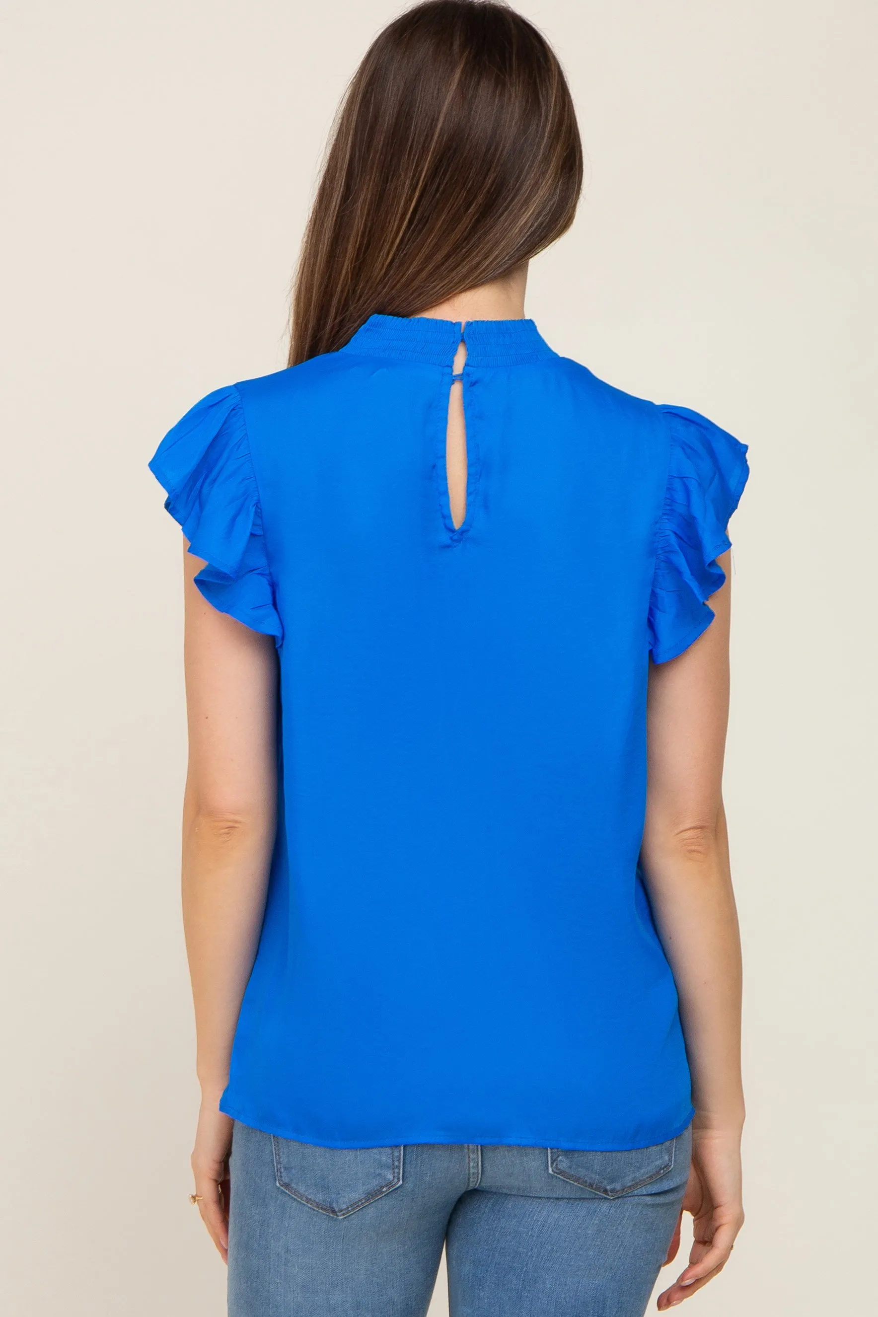 Royal Mock Neck Flutter Maternity Blouse sold by Pinkblush product image thumbnail 3
