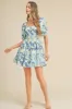 Blue Floral Print Tiered Mini Dress sold by Pinkblush