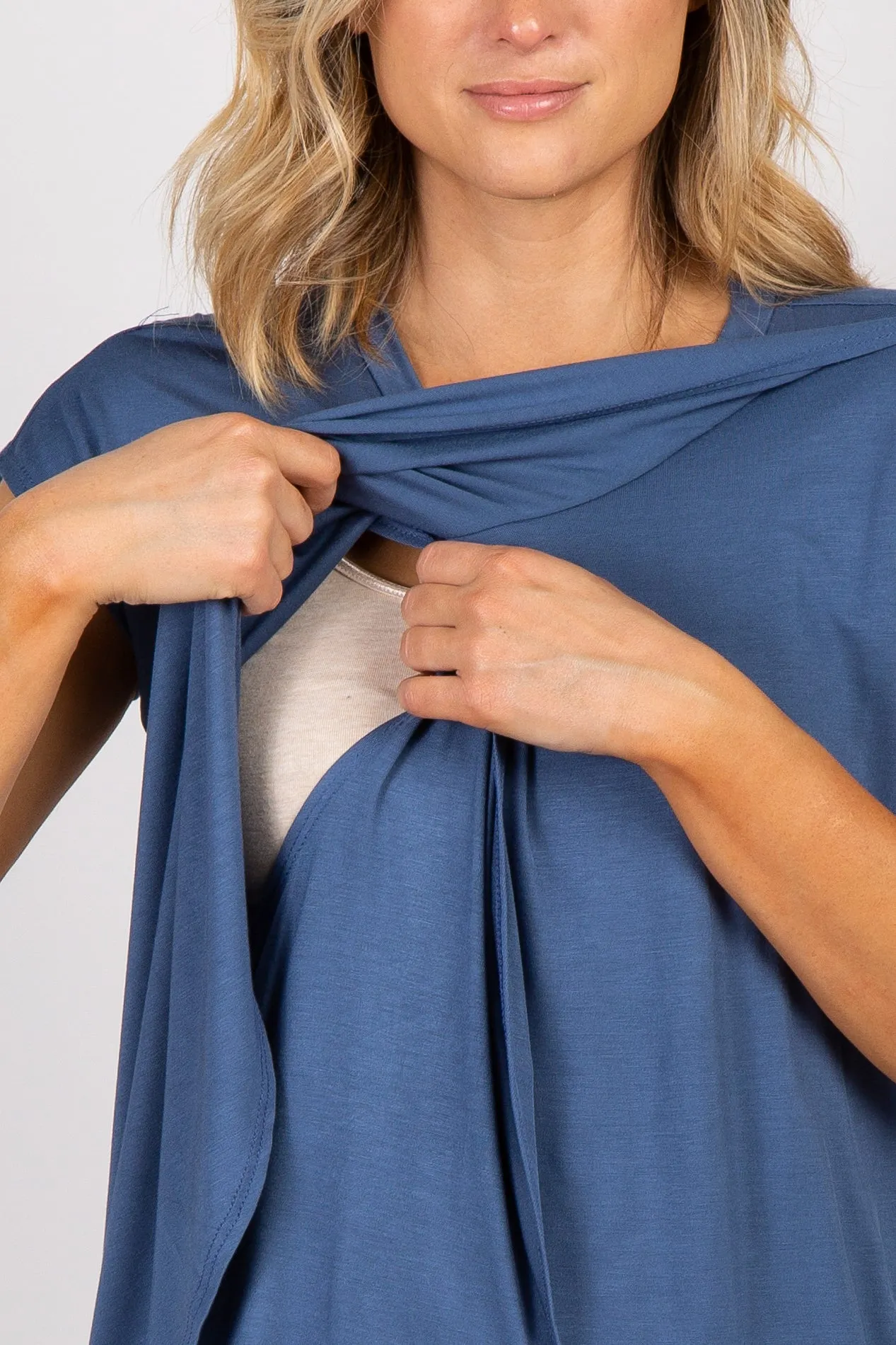 PinkBlush Blue Layered Wrap Front Nursing Top sold by Pinkblush product image thumbnail 4