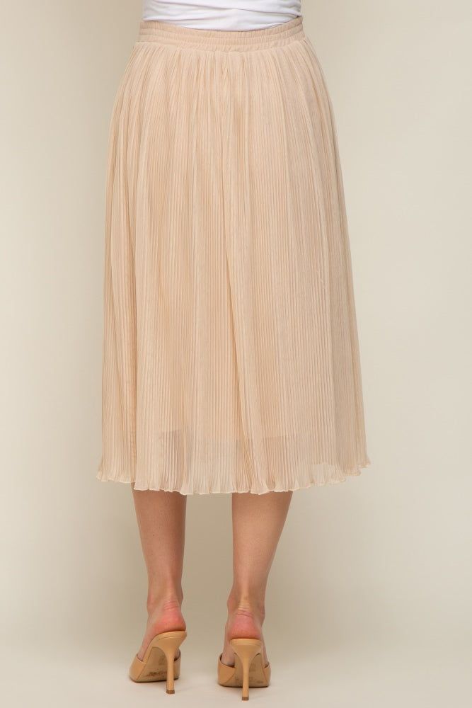 Beige Pleated Maternity Midi Skirt sold by Pinkblush product image thumbnail 4