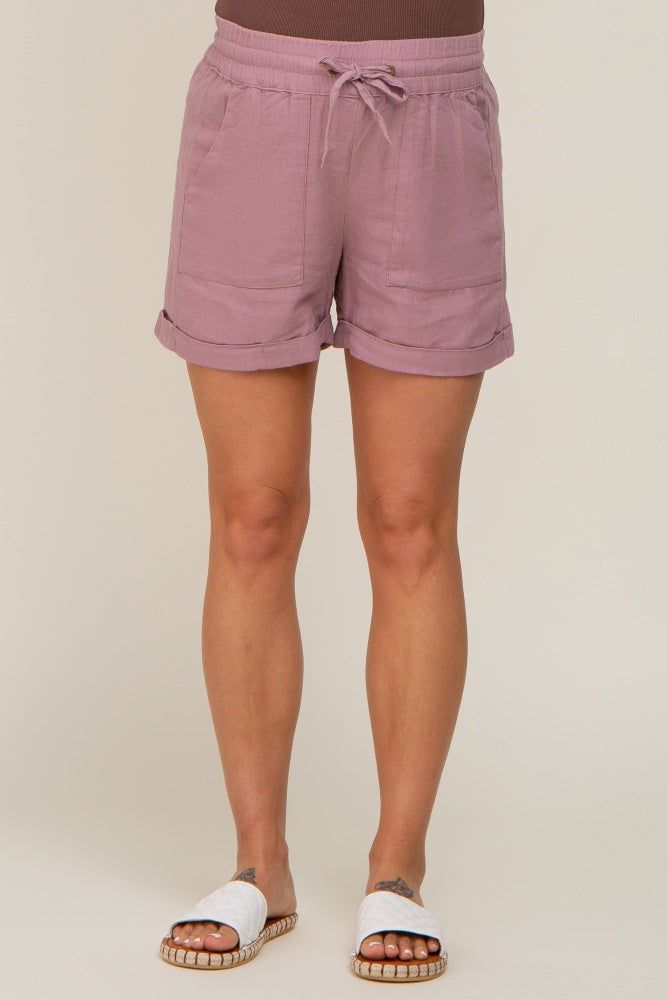 Mauve Drawstring Cuffed Maternity Shorts sold by Pinkblush product image thumbnail 4