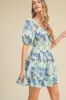 Blue Floral Print Tiered Mini Dress sold by Pinkblush
