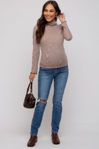 Blue Distressed Knee Skinny Maternity Jeans sold by Pinkblush