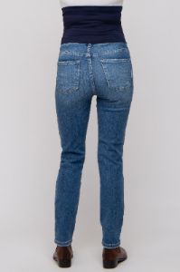 Blue Distressed Knee Skinny Maternity Jeans sold by Pinkblush