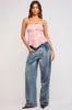 Pink Floral Smocked High-Low Ruffle Tube Top sold by Pinkblush
