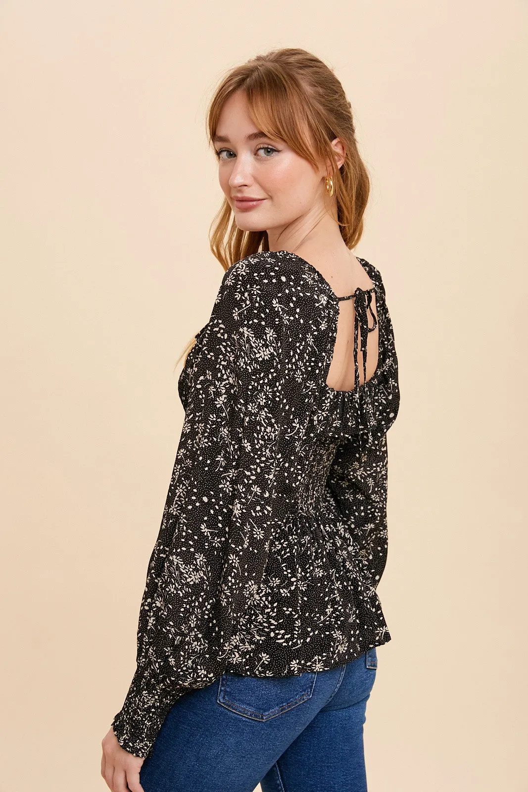 Black Smocked Ruffled Top sold by Pinkblush product image thumbnail 4