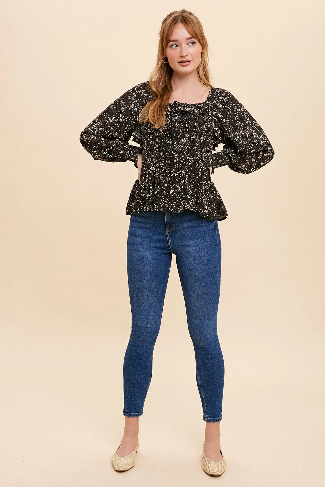 Black Smocked Ruffled Top sold by Pinkblush product image thumbnail 5