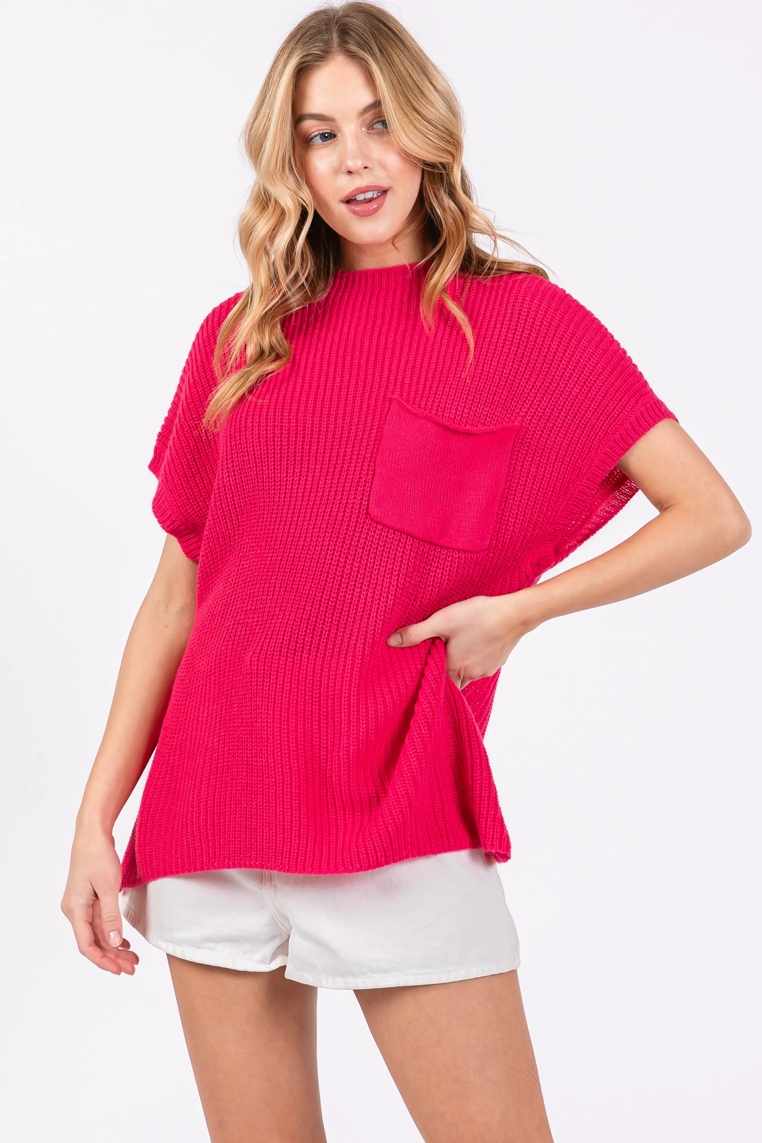 Fuchsia Knit Pocket Front Maternity Top sold by Pinkblush product image thumbnail 4