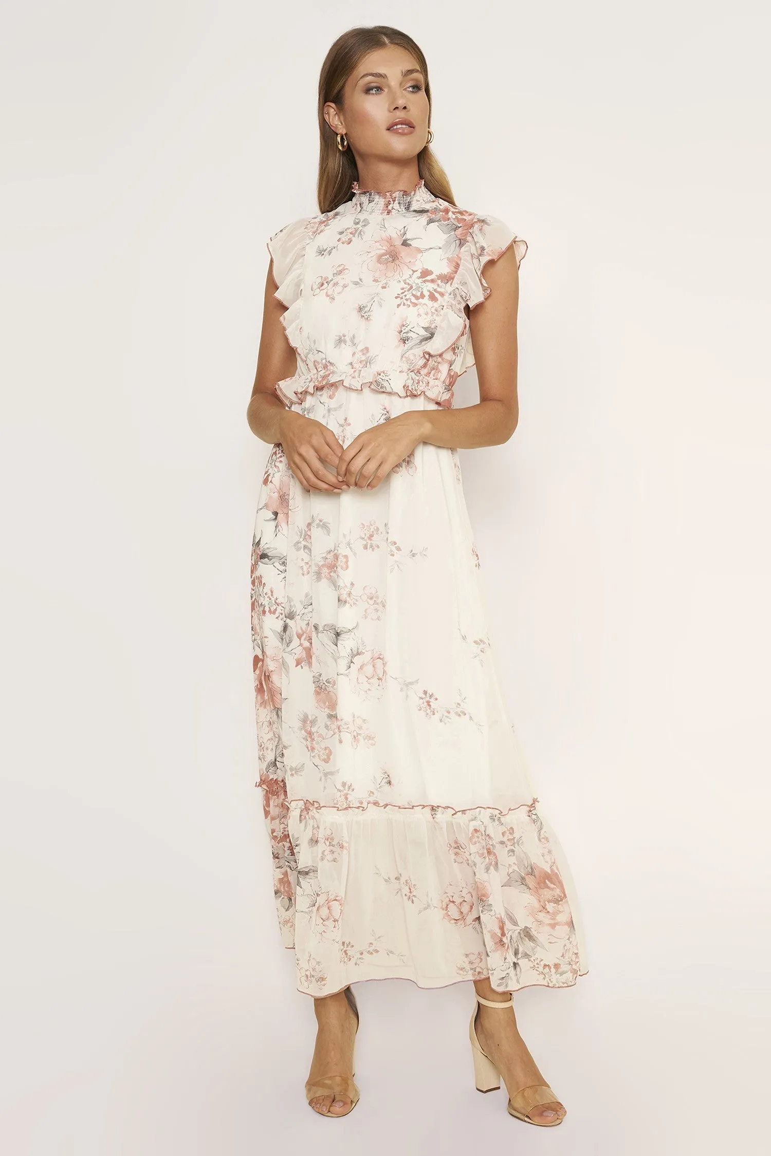 Peach Floral Maxi Dress sold by Pinkblush