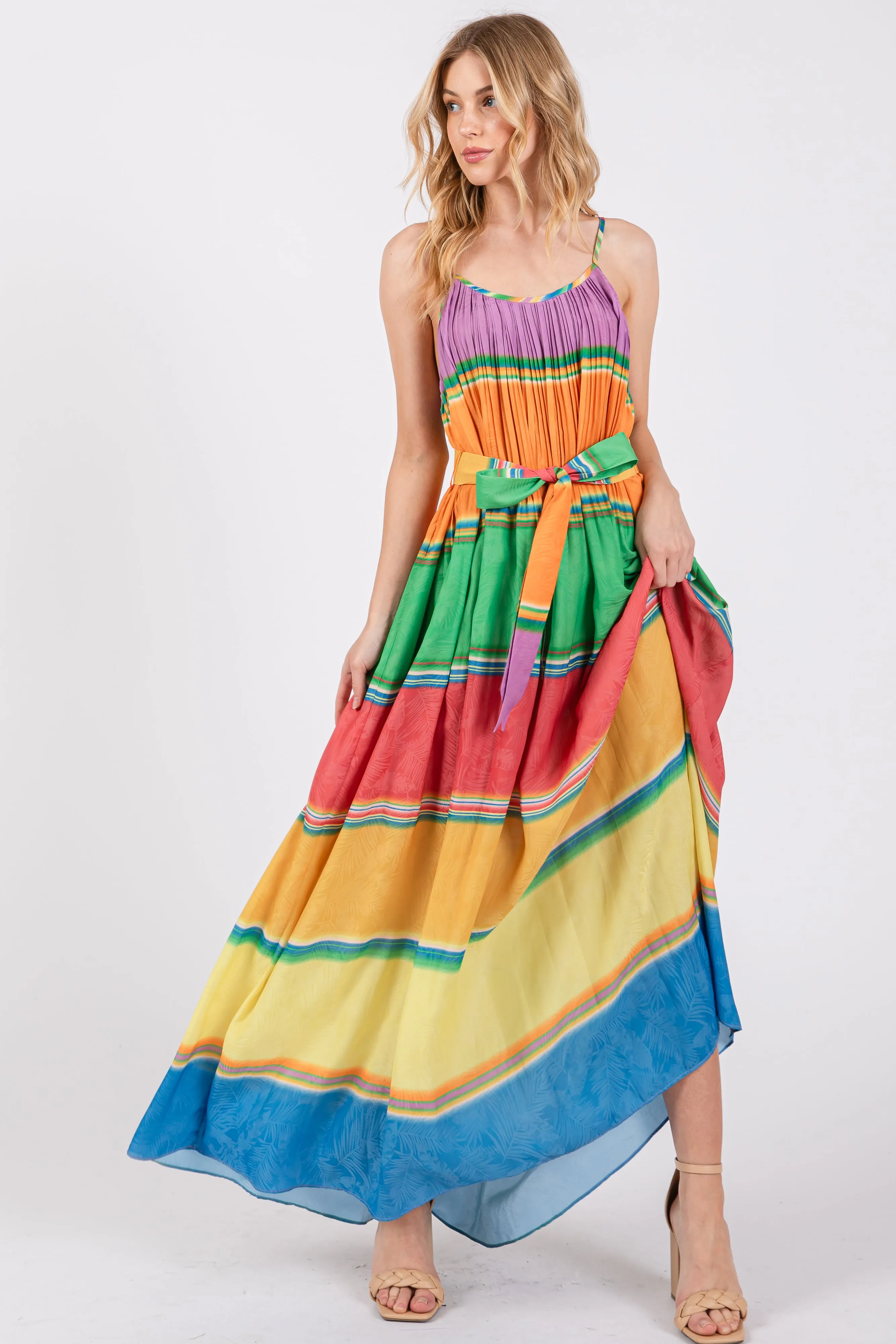 Multi Color Self Tie Adjustable Strap Dress sold by Pinkblush