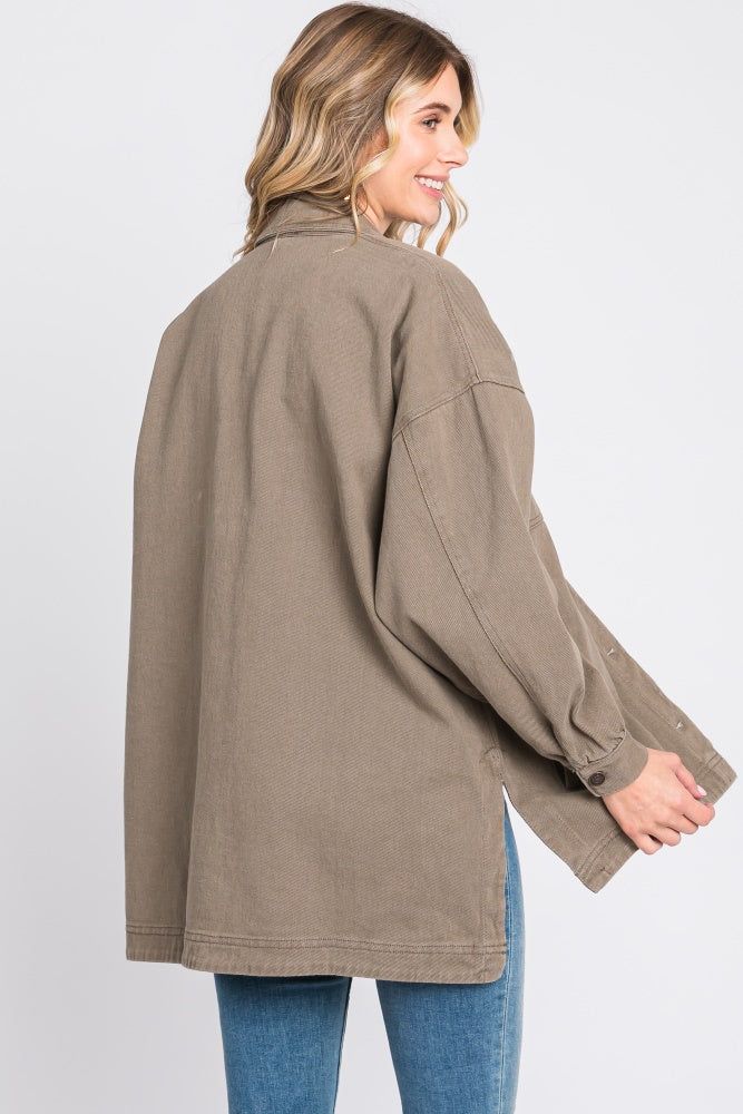 Mocha Denim Button Down Button Down Jacket sold by Pinkblush product image thumbnail 4