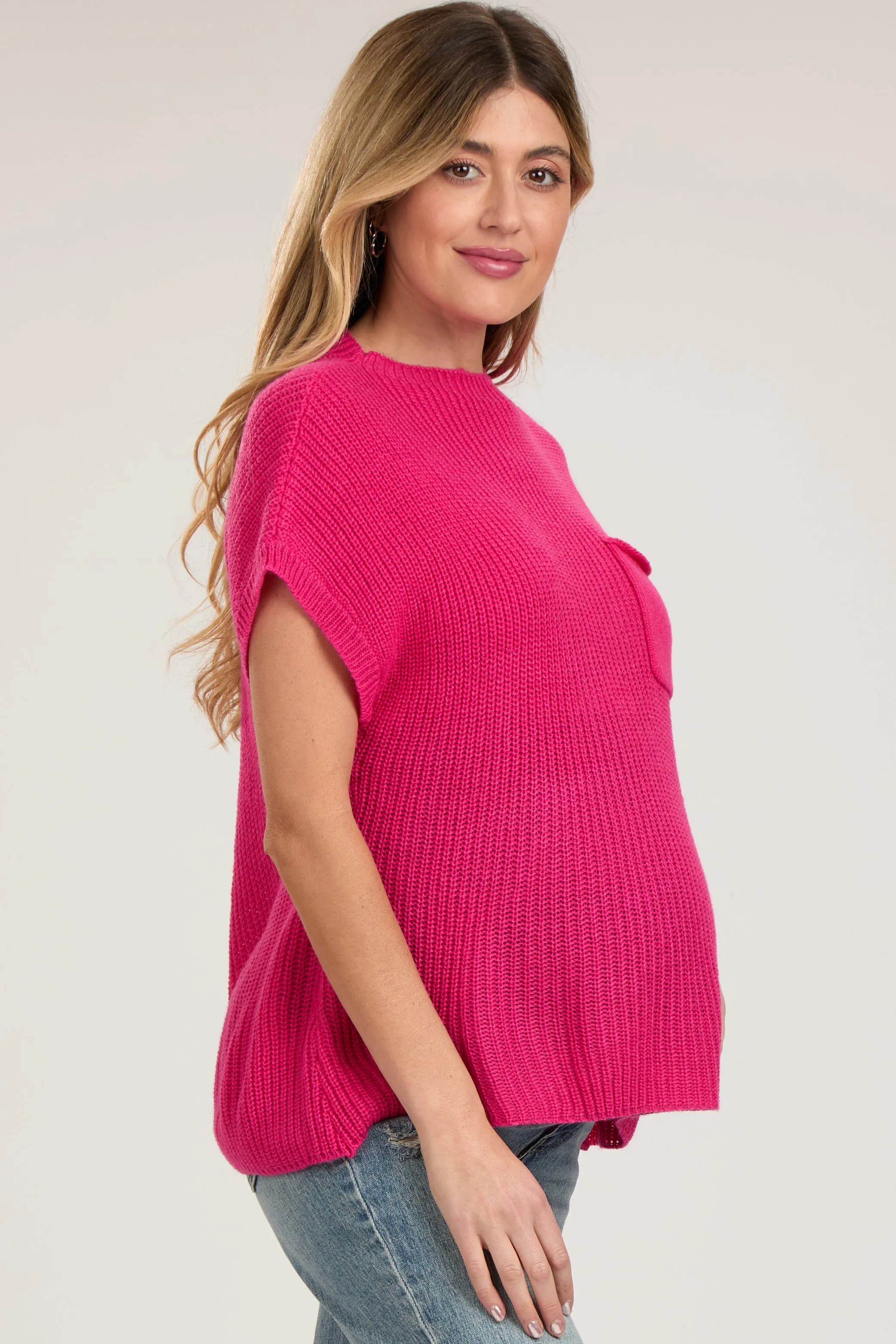 Fuchsia Knit Pocket Front Maternity Top sold by Pinkblush product image thumbnail 2