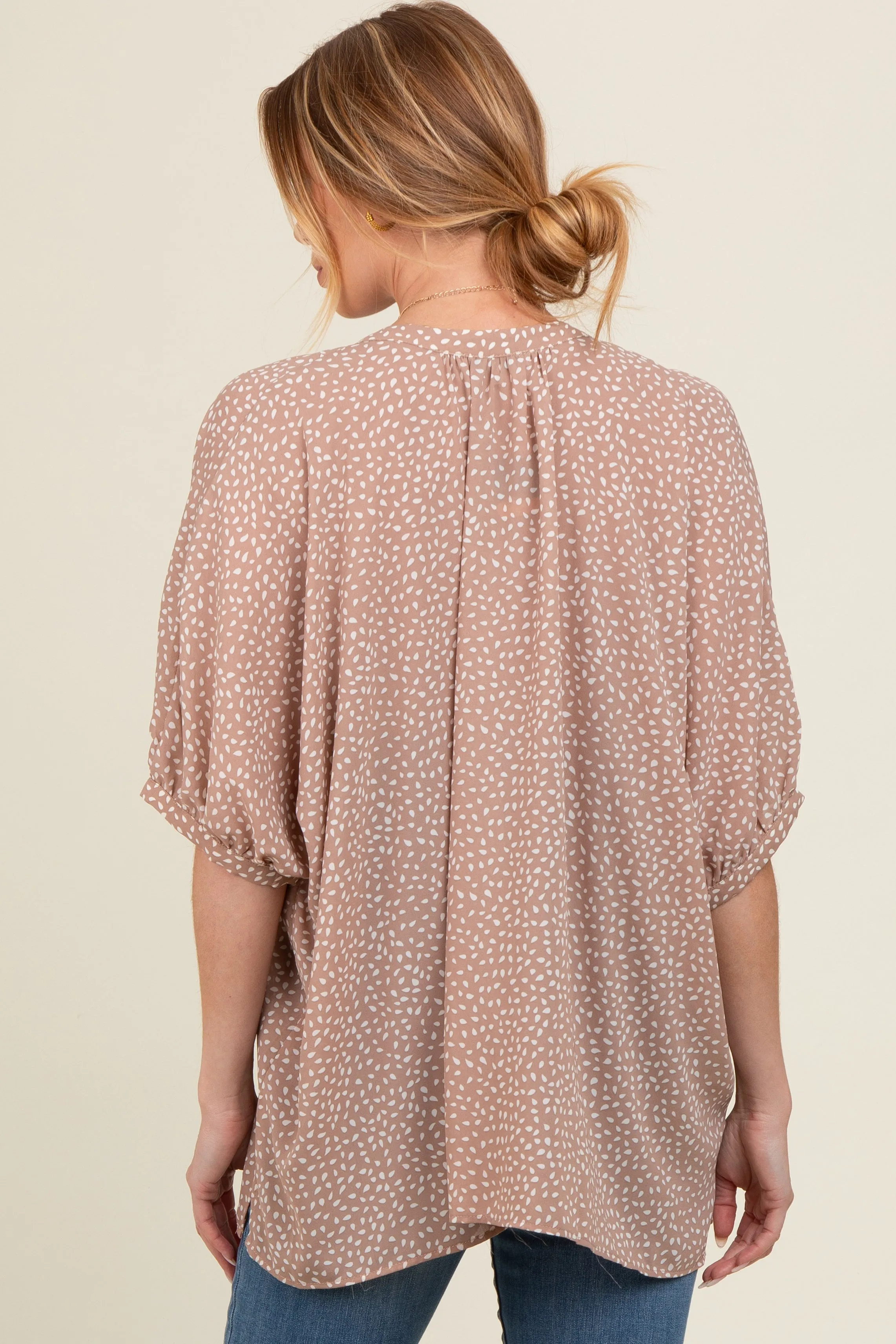 Mocha Printed Dolman Sleeve Maternity Blouse sold by Pinkblush product image thumbnail 3