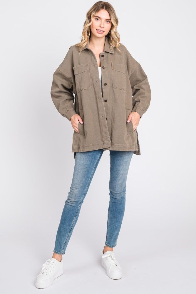 Mocha Denim Button Down Button Down Jacket sold by Pinkblush product image thumbnail 5