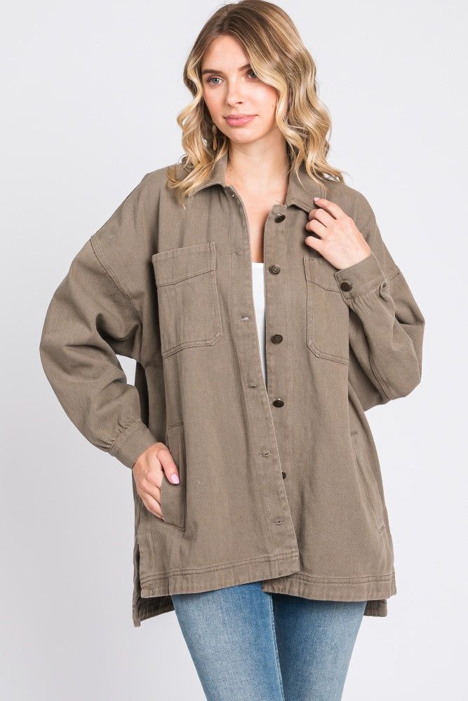 Mocha Denim Button Down Button Down Jacket sold by Pinkblush product image thumbnail 2