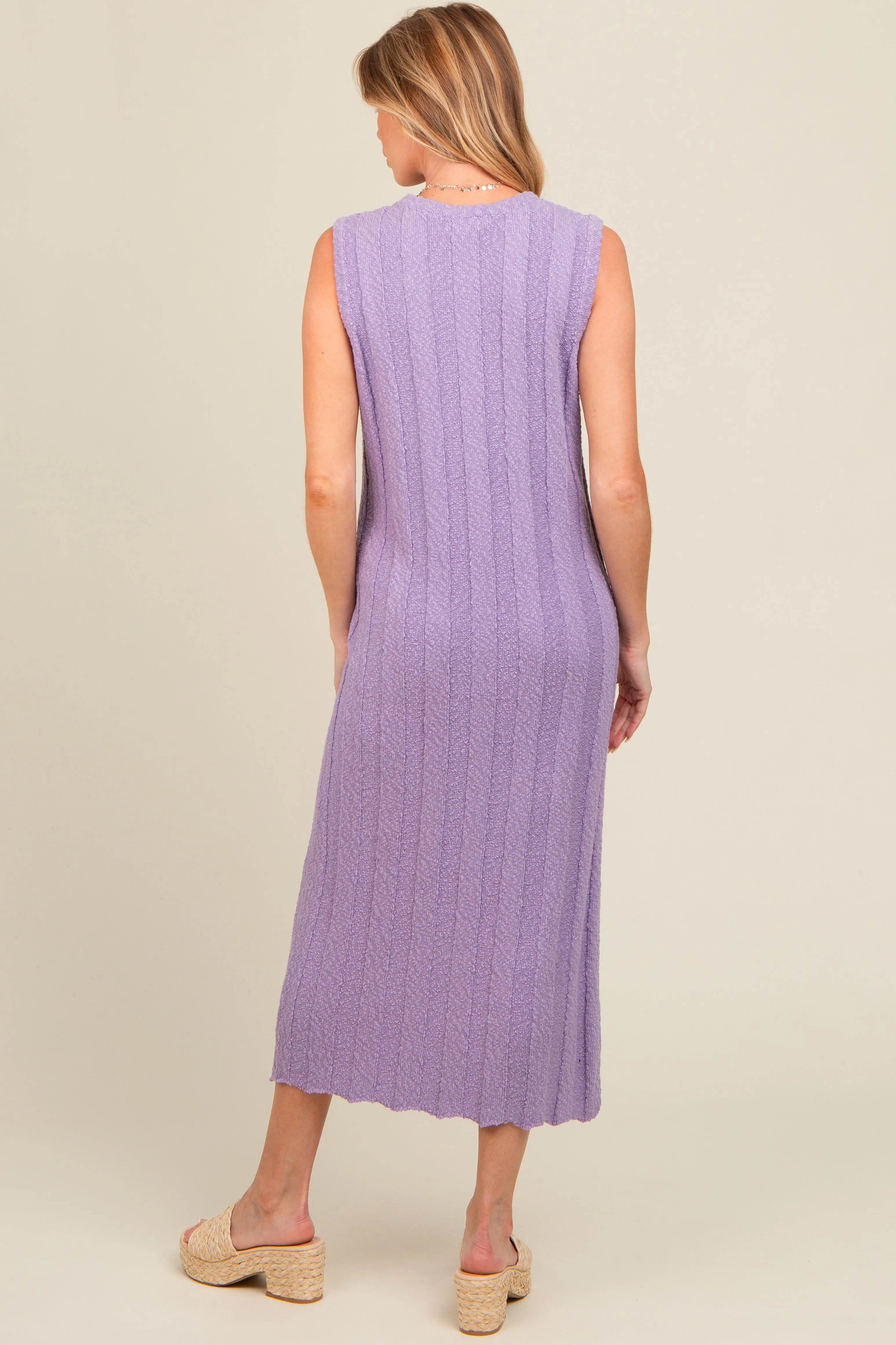 Lavender Ribbed Knit Sleeveless Maternity Dress sold by Pinkblush product image thumbnail 2