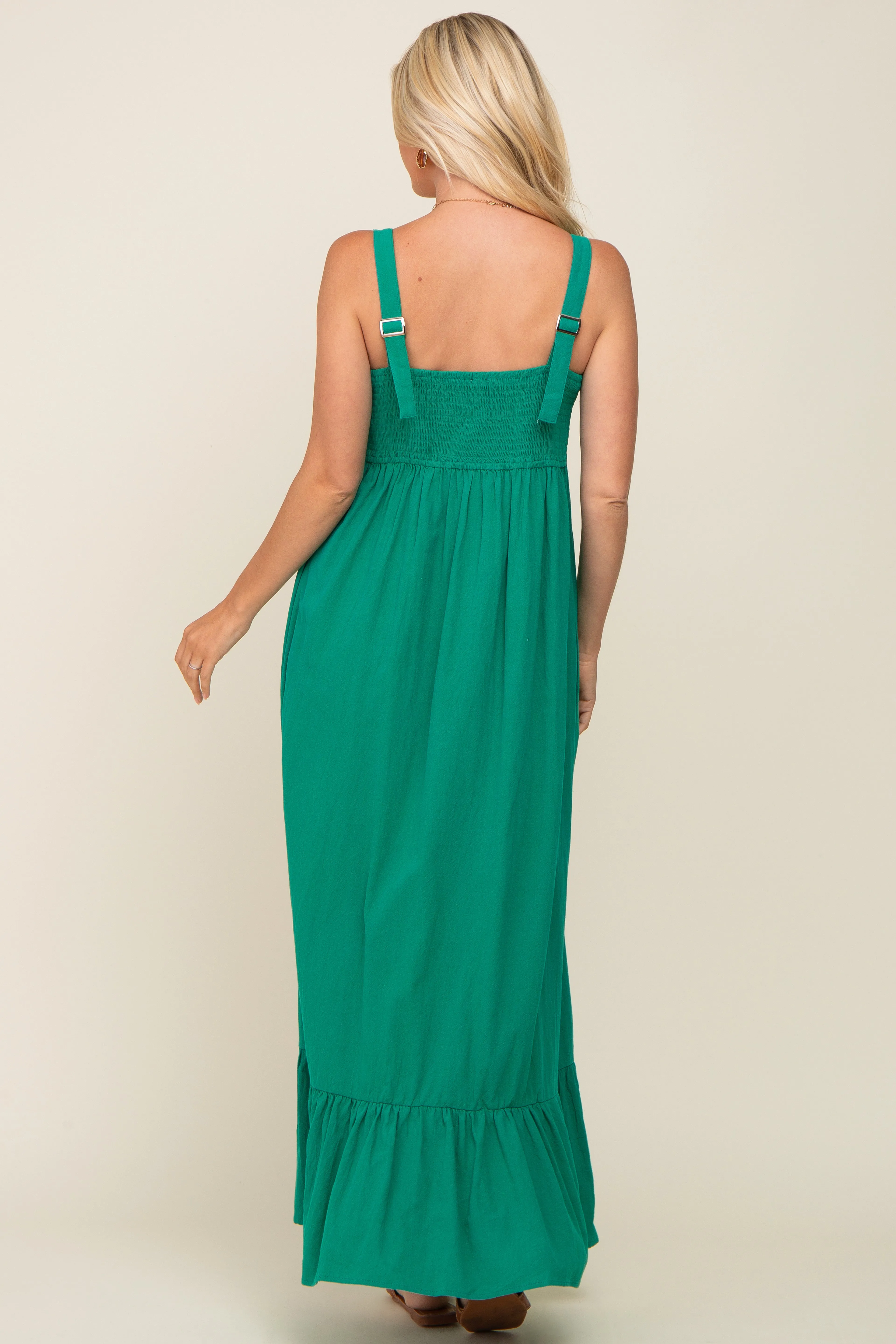 Green Front Button Sleeveless Maxi Dress sold by Pinkblush product image thumbnail 3