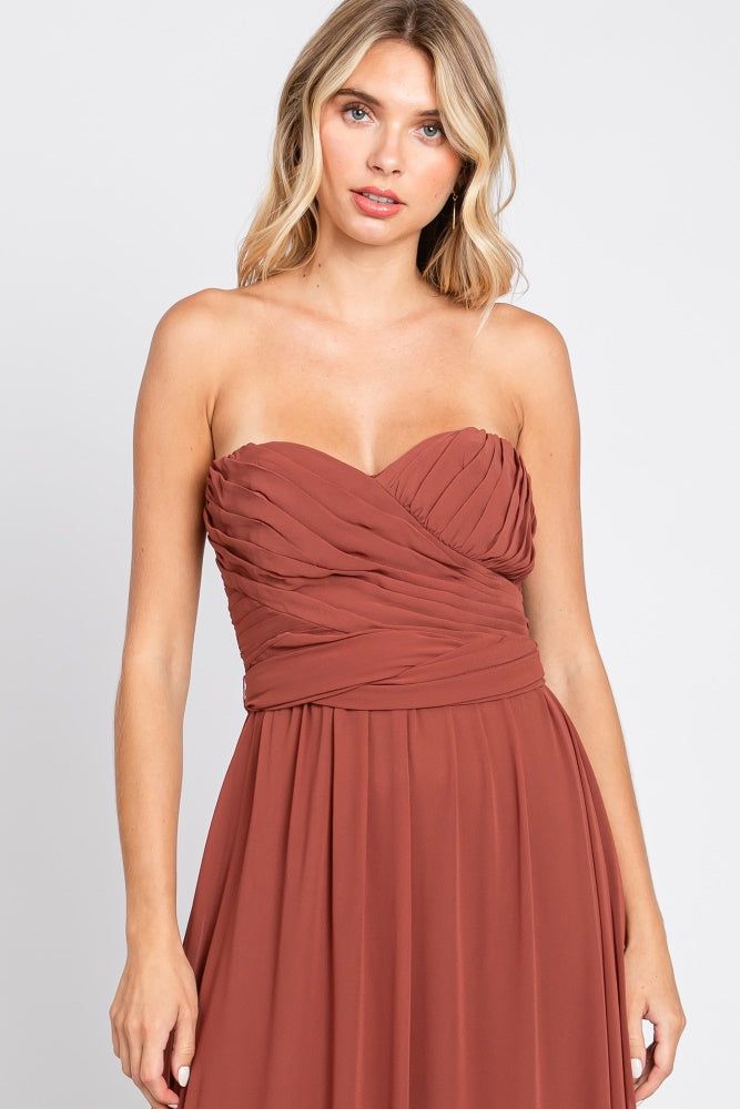 Rust Sweetheart Convertible Chiffon Gown sold by Pinkblush product image thumbnail 4