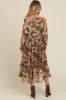 Black Floral Chiffon Front Tassel Tie Maternity Midi Dress sold by Pinkblush