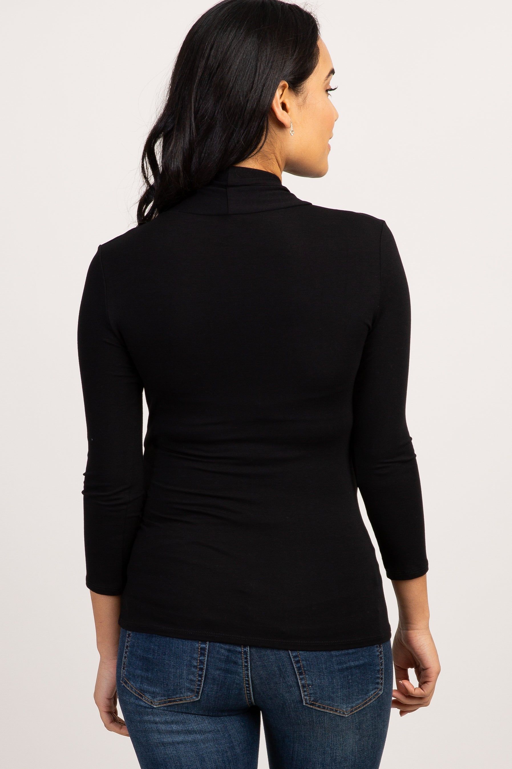 Black 3/4 Sleeve Wrap Nursing Top sold by Pinkblush product image thumbnail 4