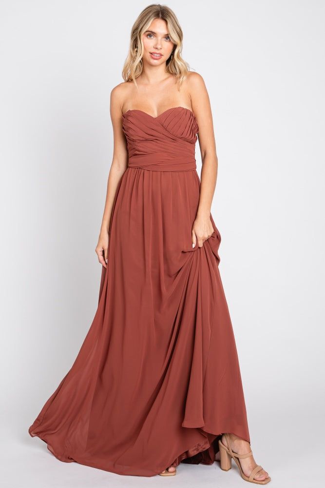 Rust Sweetheart Convertible Chiffon Gown sold by Pinkblush product image thumbnail 5