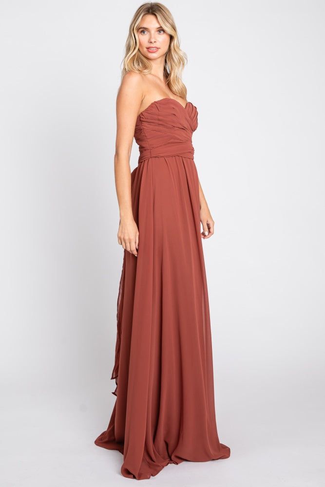 Rust Sweetheart Convertible Chiffon Gown sold by Pinkblush product image thumbnail 2