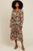Black Floral Chiffon Front Tassel Tie Maternity Midi Dress sold by Pinkblush