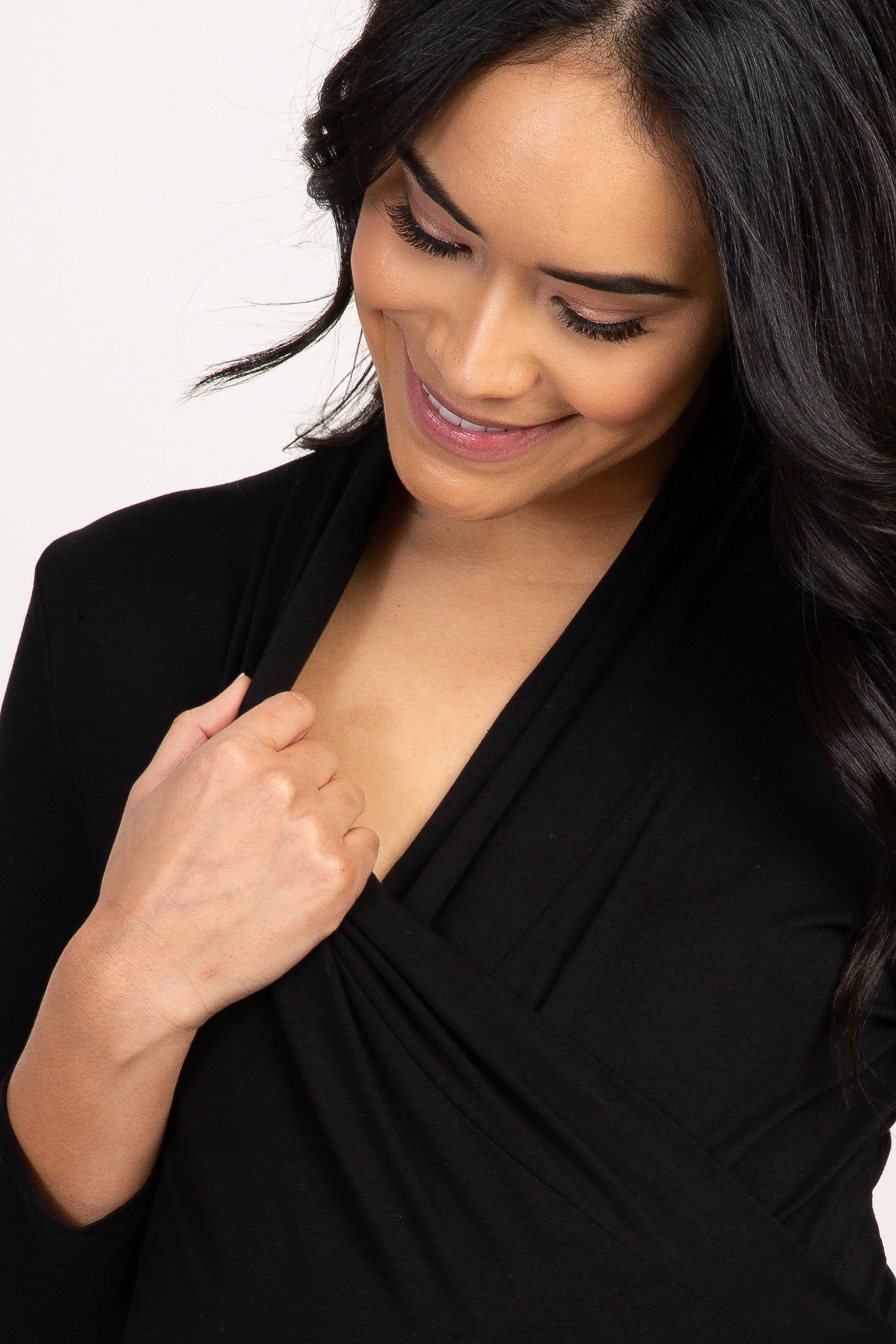 Black 3/4 Sleeve Wrap Nursing Top sold by Pinkblush product image thumbnail 5