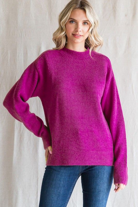 Magenta Basic Sweater sold by Pinkblush