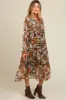 Black Floral Chiffon Front Tassel Tie Maternity Midi Dress sold by Pinkblush
