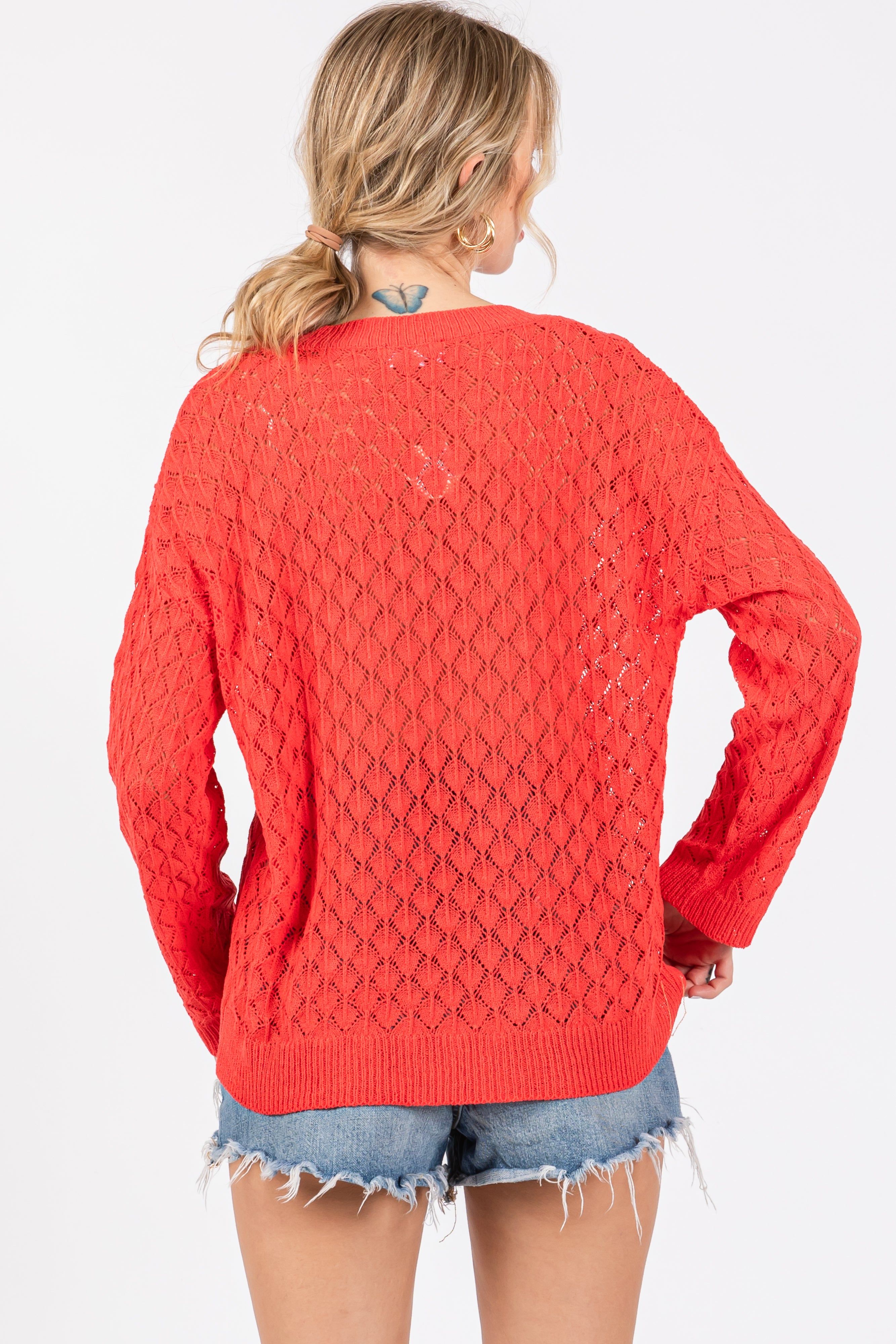 Red Diamond Open Knit Top sold by Pinkblush product image thumbnail 3