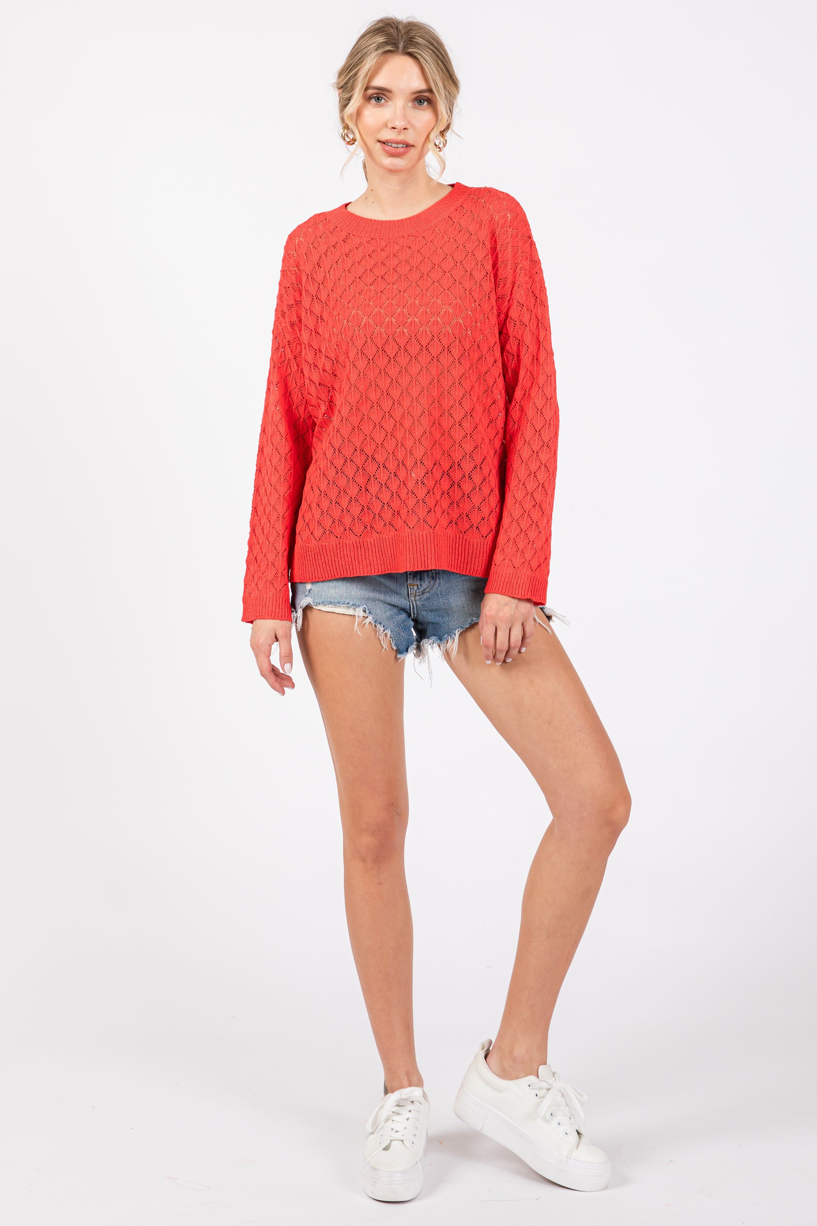 Red Diamond Open Knit Top sold by Pinkblush product image thumbnail 4
