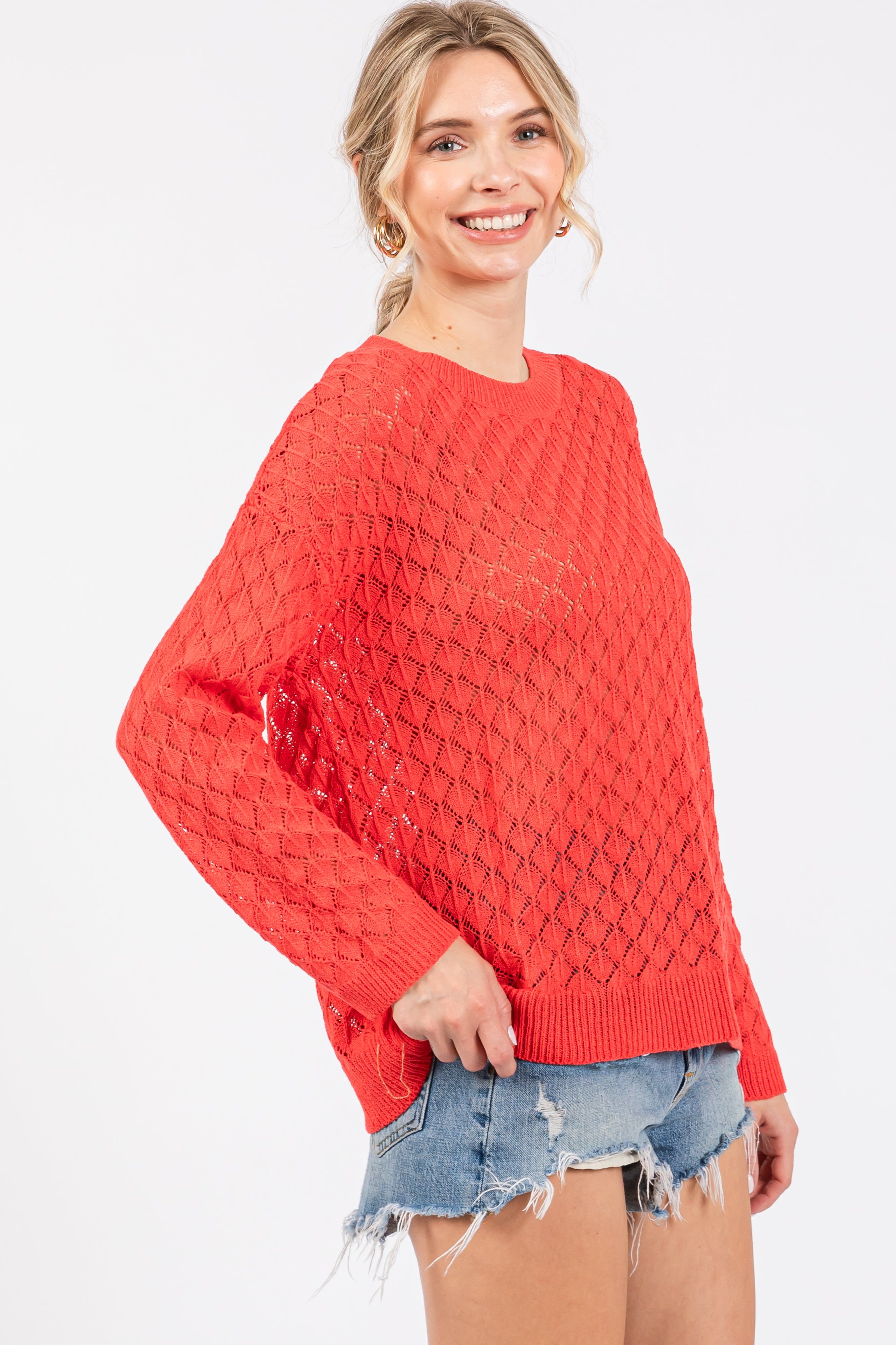 Red Diamond Open Knit Top sold by Pinkblush product image thumbnail 2