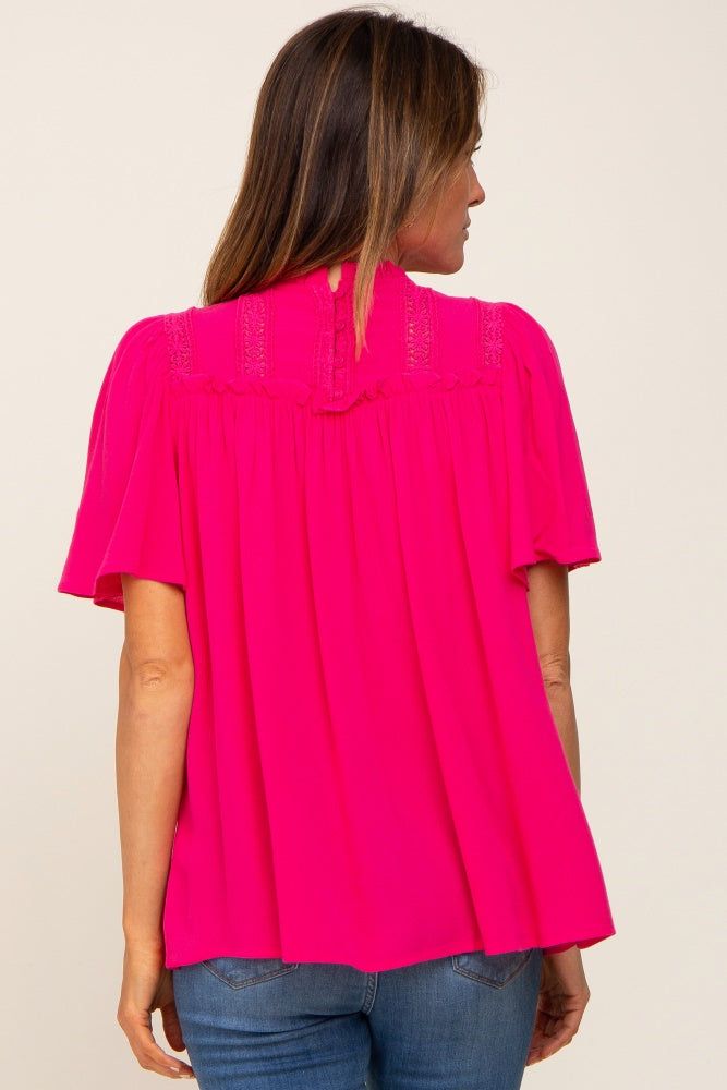 Magenta Floral Crochet Ruffled Blouse sold by Pinkblush product image thumbnail 3