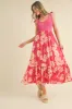 Fuchsia Floral Colorblock Midi Dress sold by Pinkblush