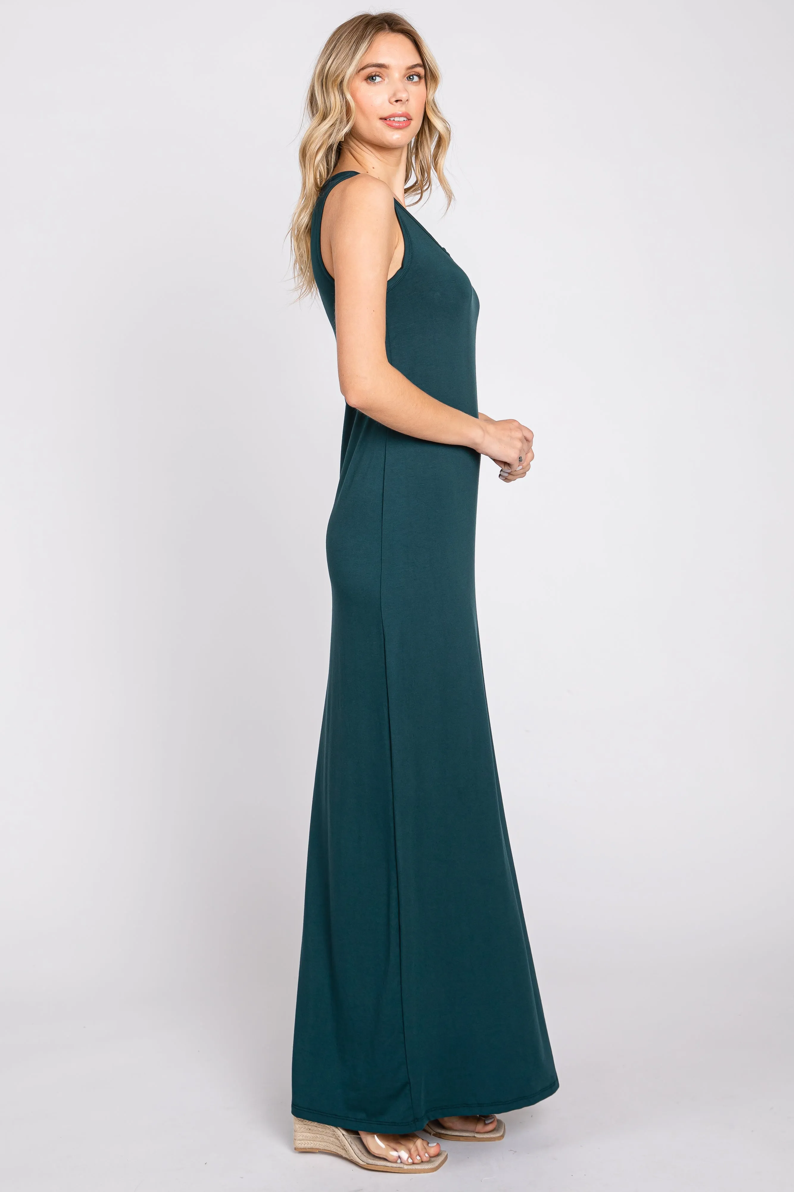Forest Green Soft Knit Maxi Dress sold by Pinkblush product image thumbnail 2