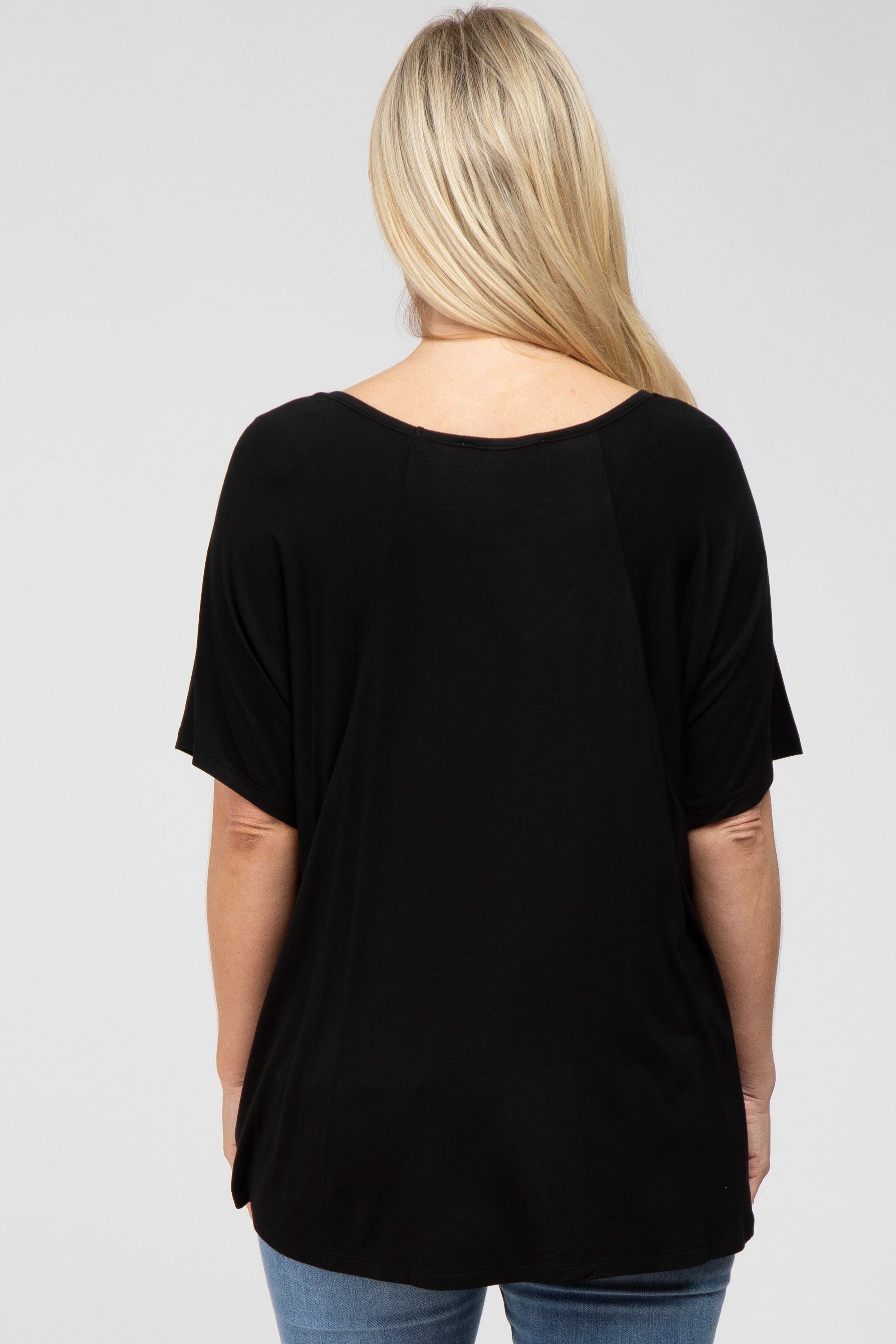 Black Basic Raglan Short Sleeve Maternity Top sold by Pinkblush product image thumbnail 3