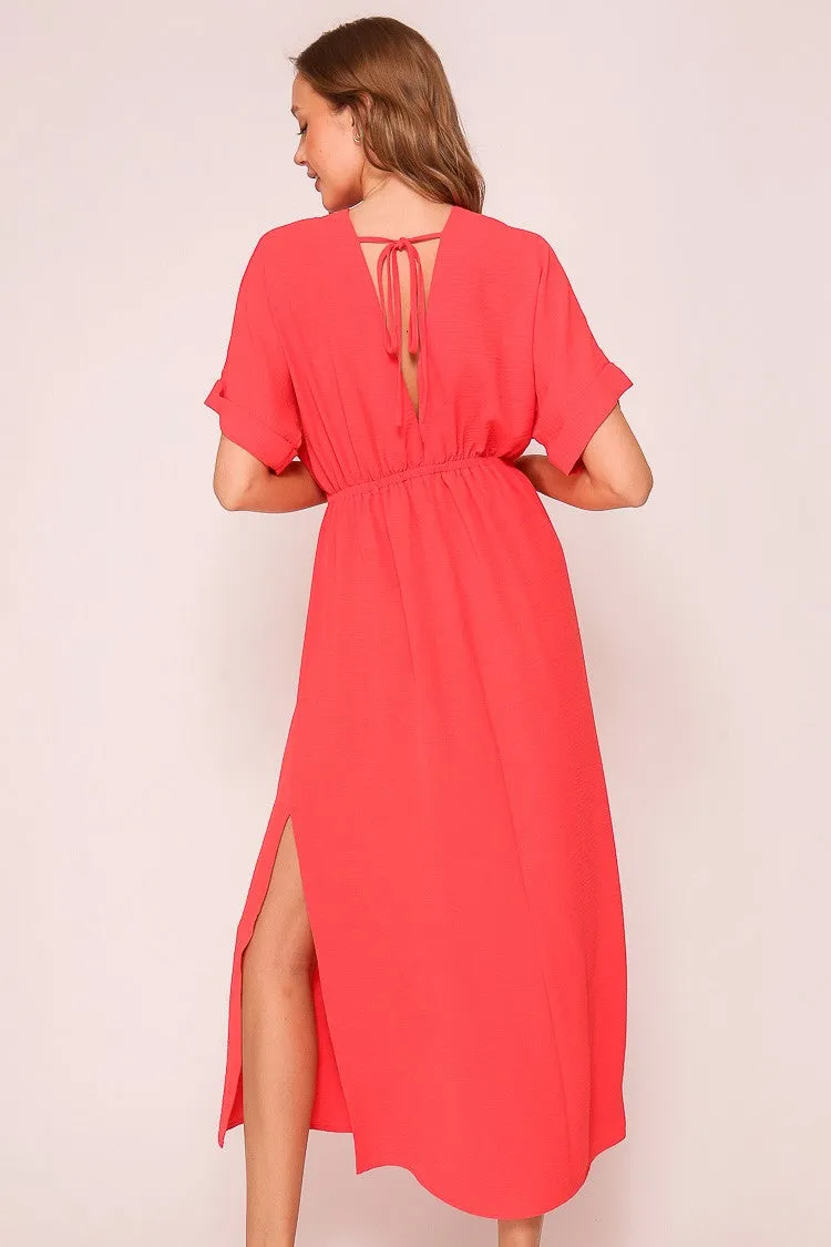 Red Airy Midi Dress sold by Pinkblush product image thumbnail 4