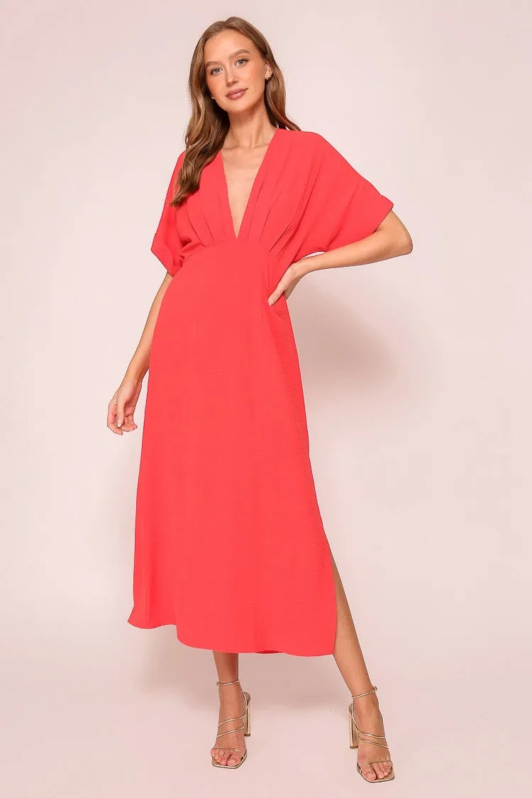 Red Airy Midi Dress sold by Pinkblush