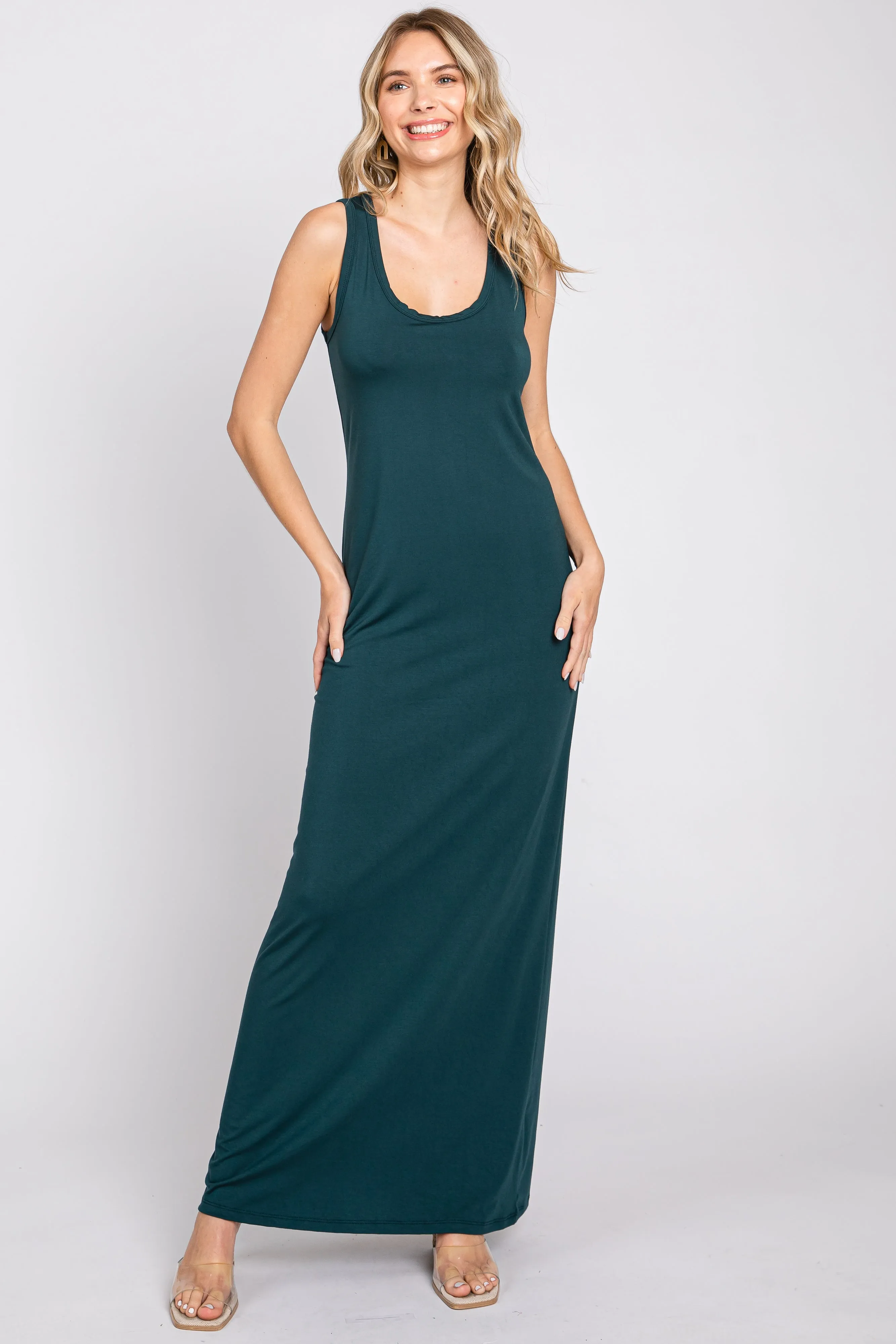 Forest Green Soft Knit Maxi Dress sold by Pinkblush