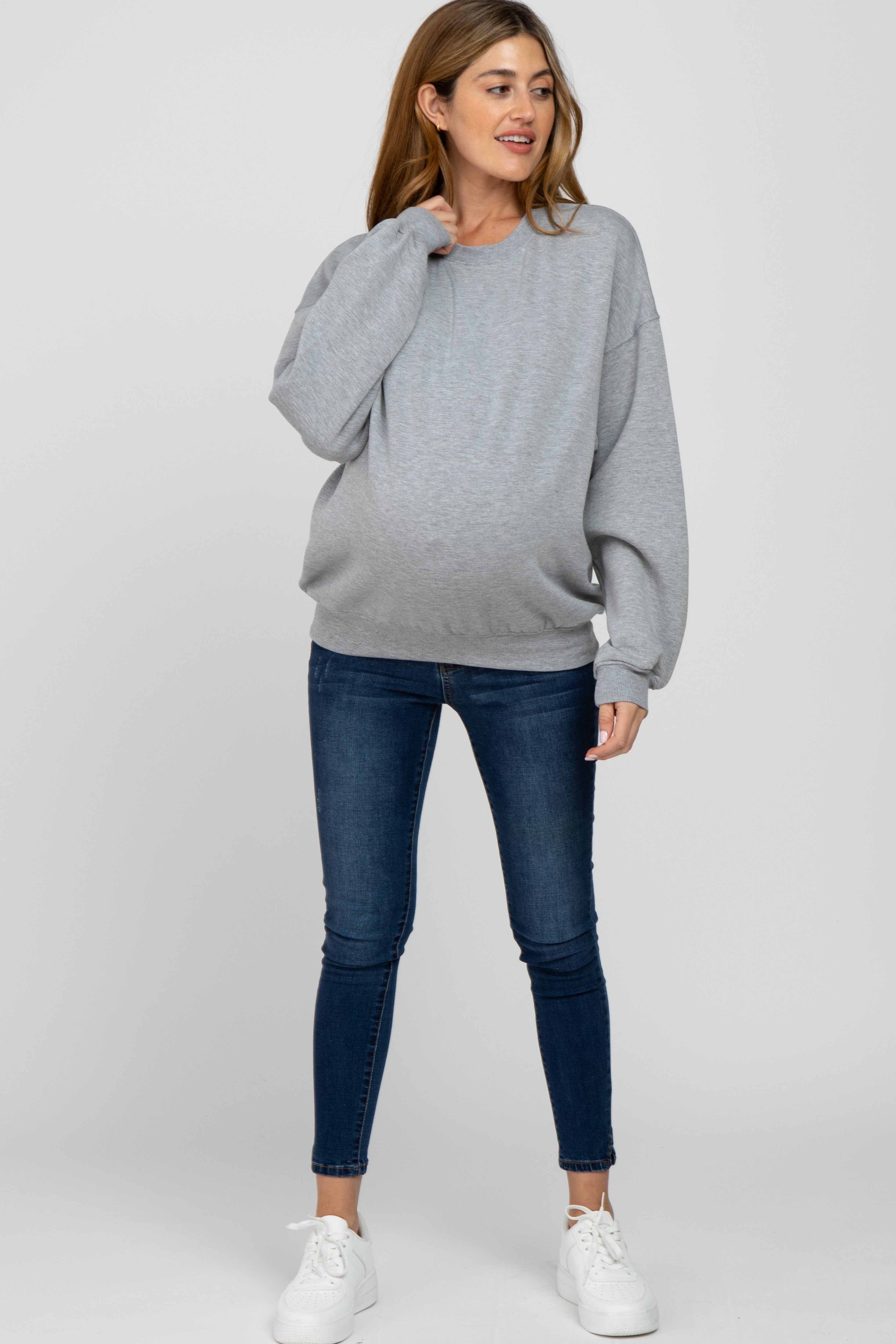 Heather Grey Soft Pullover Maternity Sweatshirt sold by Pinkblush product image thumbnail 4