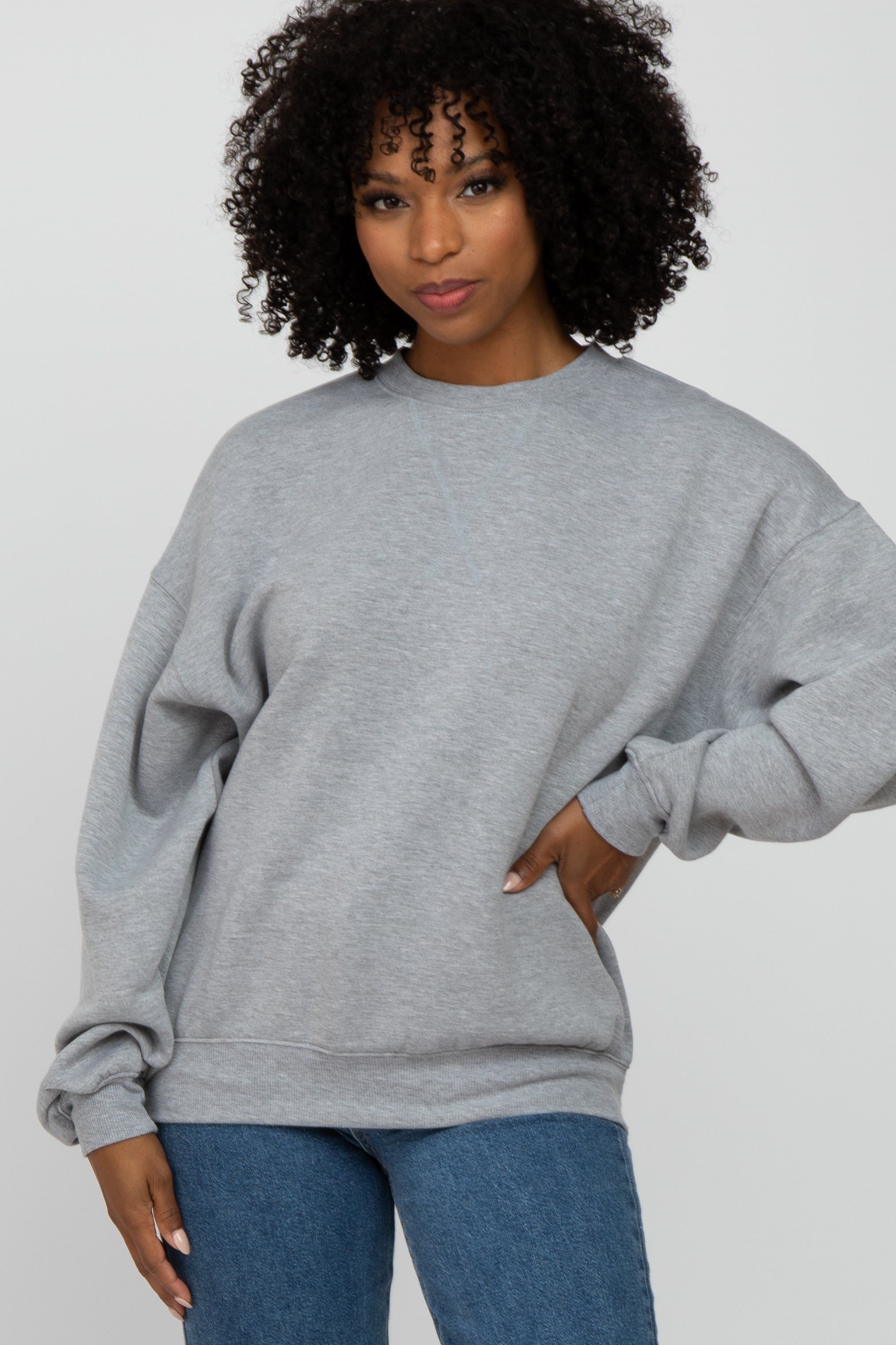 Heather Grey Soft Pullover Maternity Sweatshirt sold by Pinkblush product image thumbnail 5
