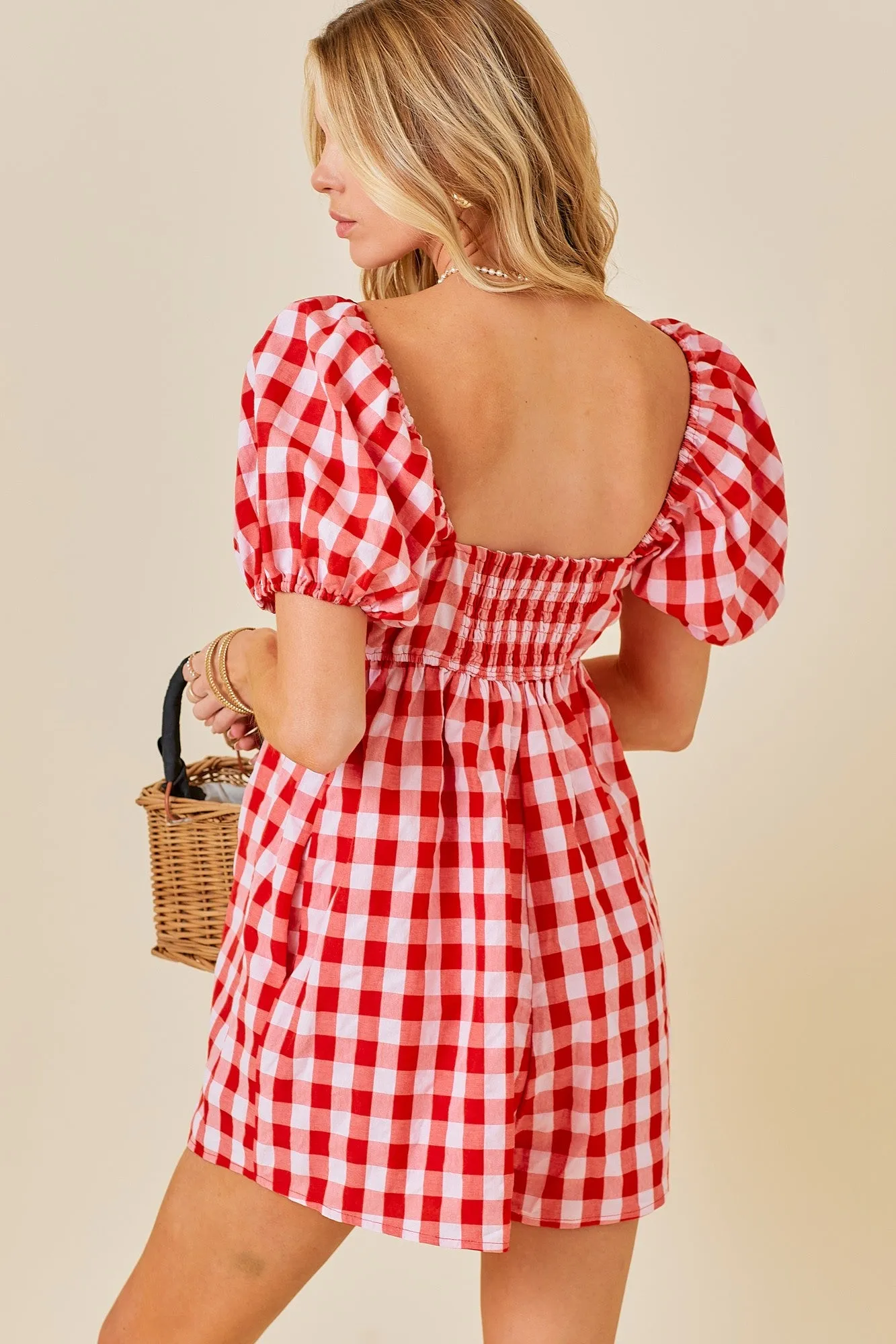 Red Gingham Cutout Romper sold by Pinkblush product image thumbnail 3