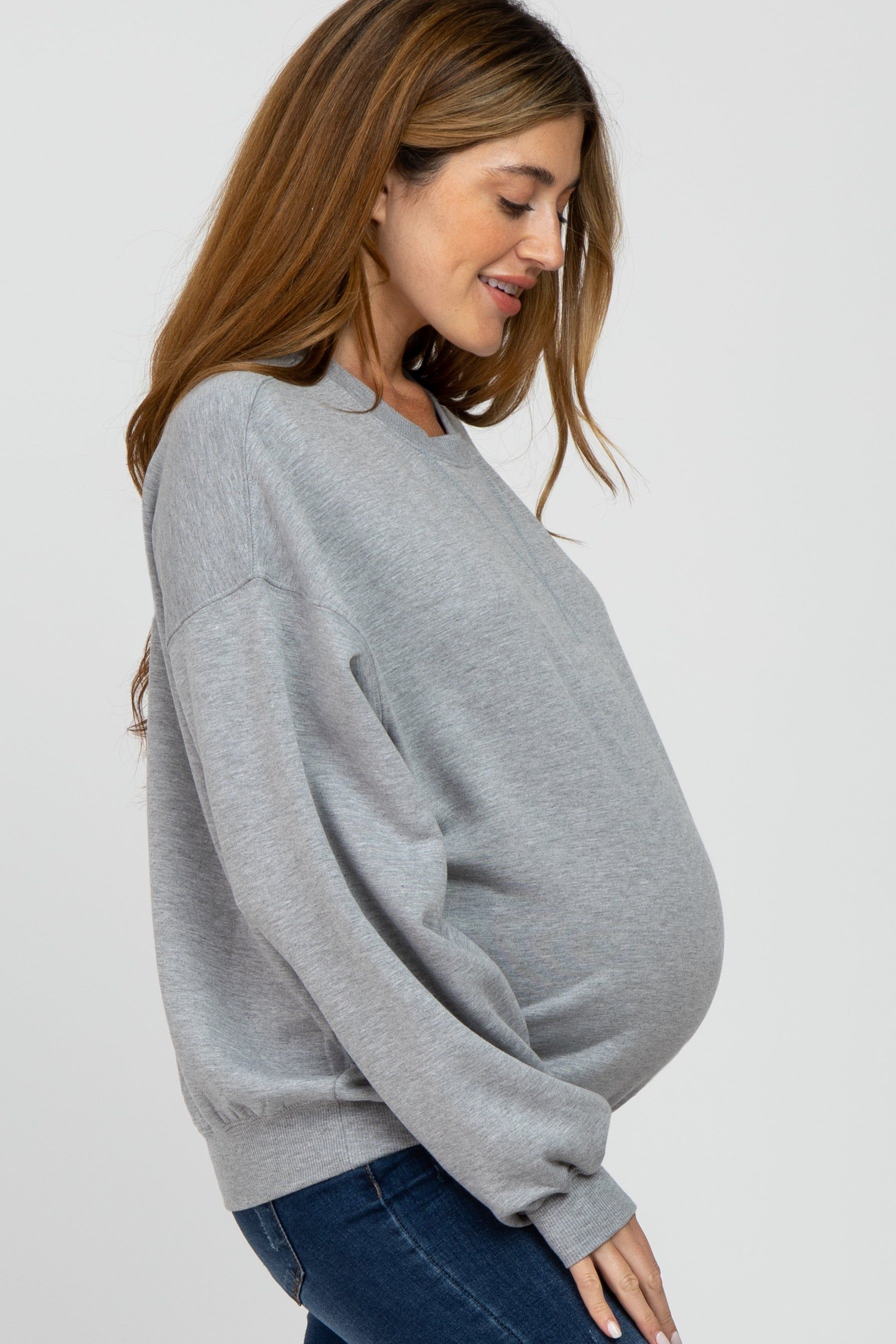 Heather Grey Soft Pullover Maternity Sweatshirt sold by Pinkblush product image thumbnail 2