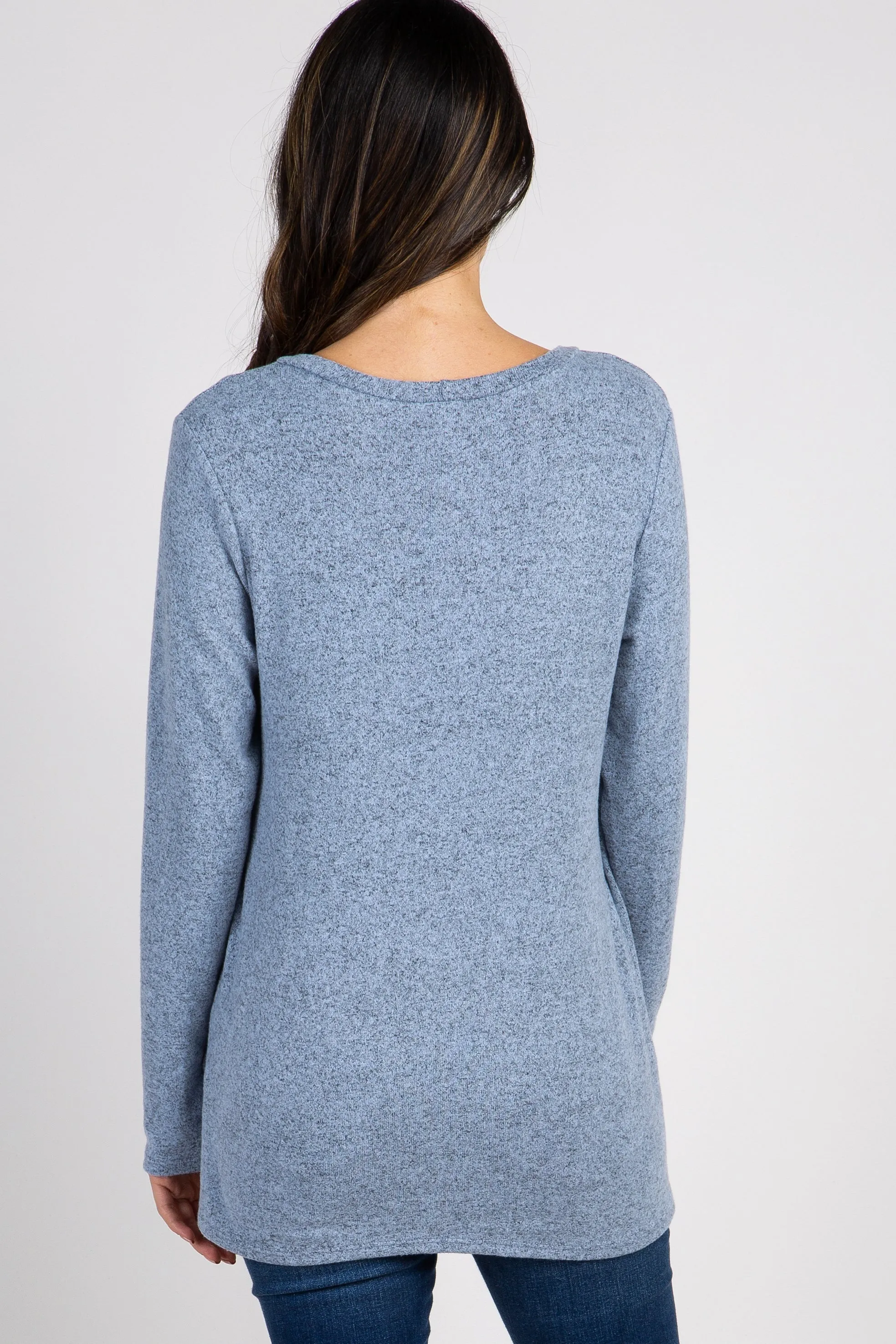 PinkBlush Light Blue Heathered Knit Wrap Tie Maternity/Nursing Top sold by Pinkblush product image thumbnail 3