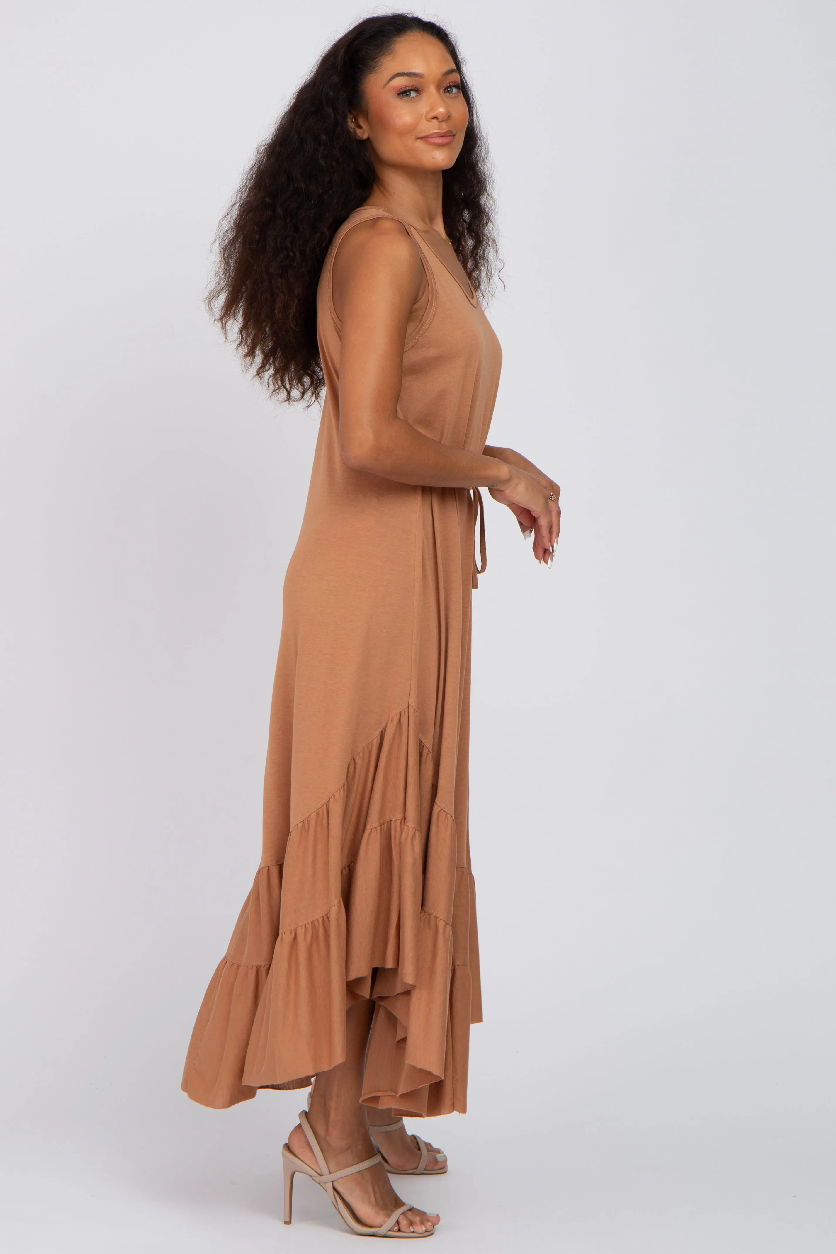 Rust Ruffle Hem Midi Dress sold by Pinkblush product image thumbnail 2