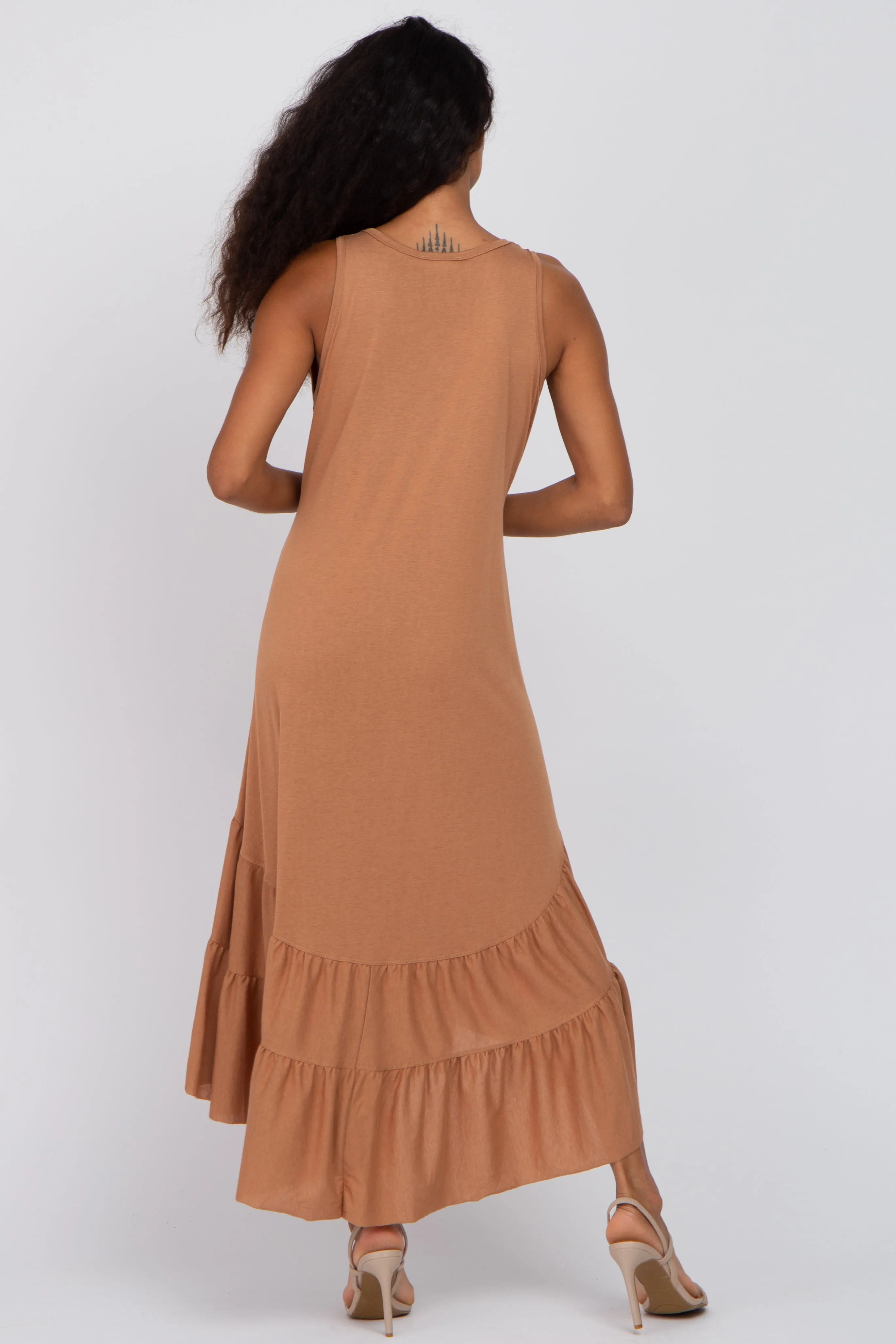 Rust Ruffle Hem Midi Dress sold by Pinkblush product image thumbnail 3